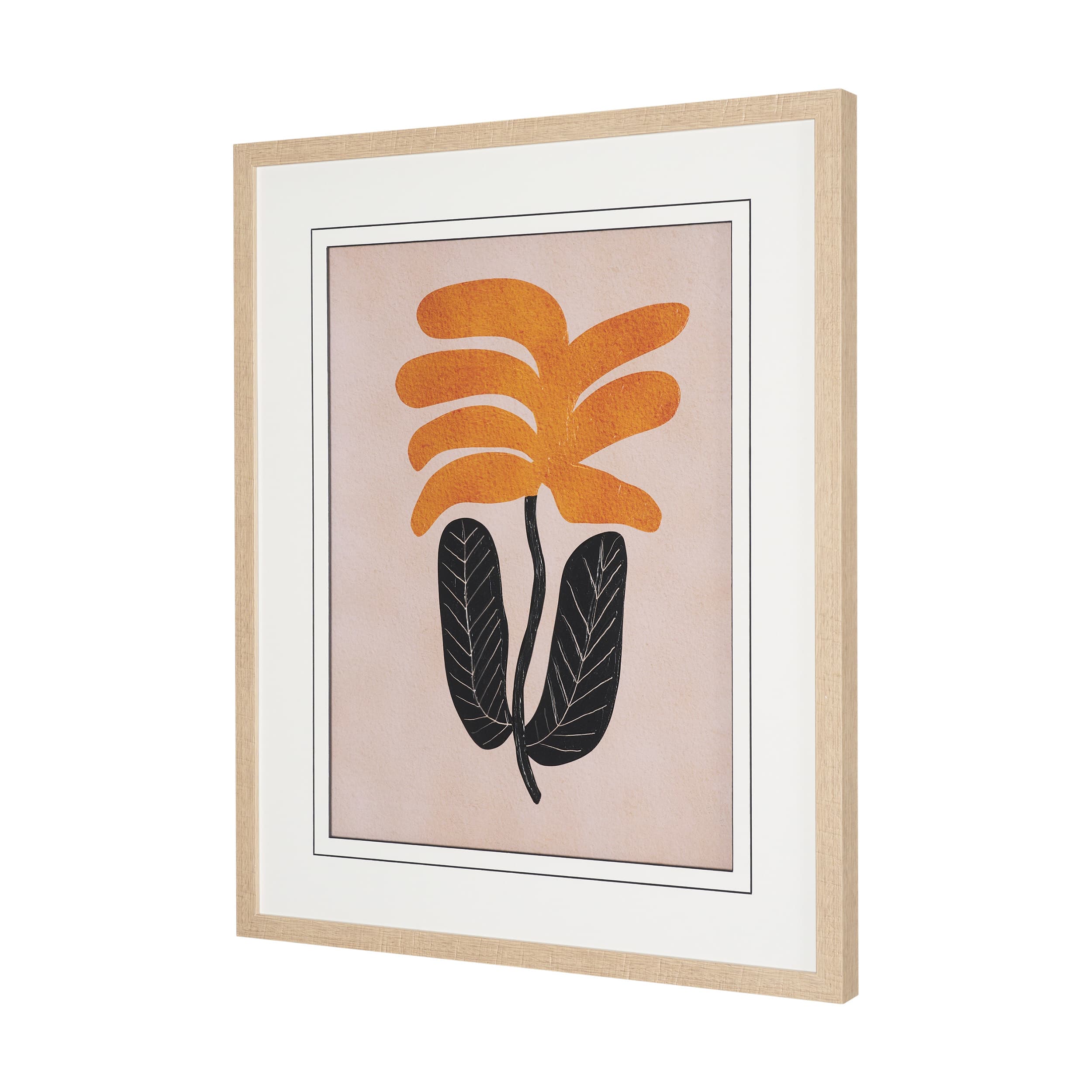 Abstract Golden Plant by Sharyn Bursic Hand-Embellished Textured Framed Artwork Matted under Glass — product photograph