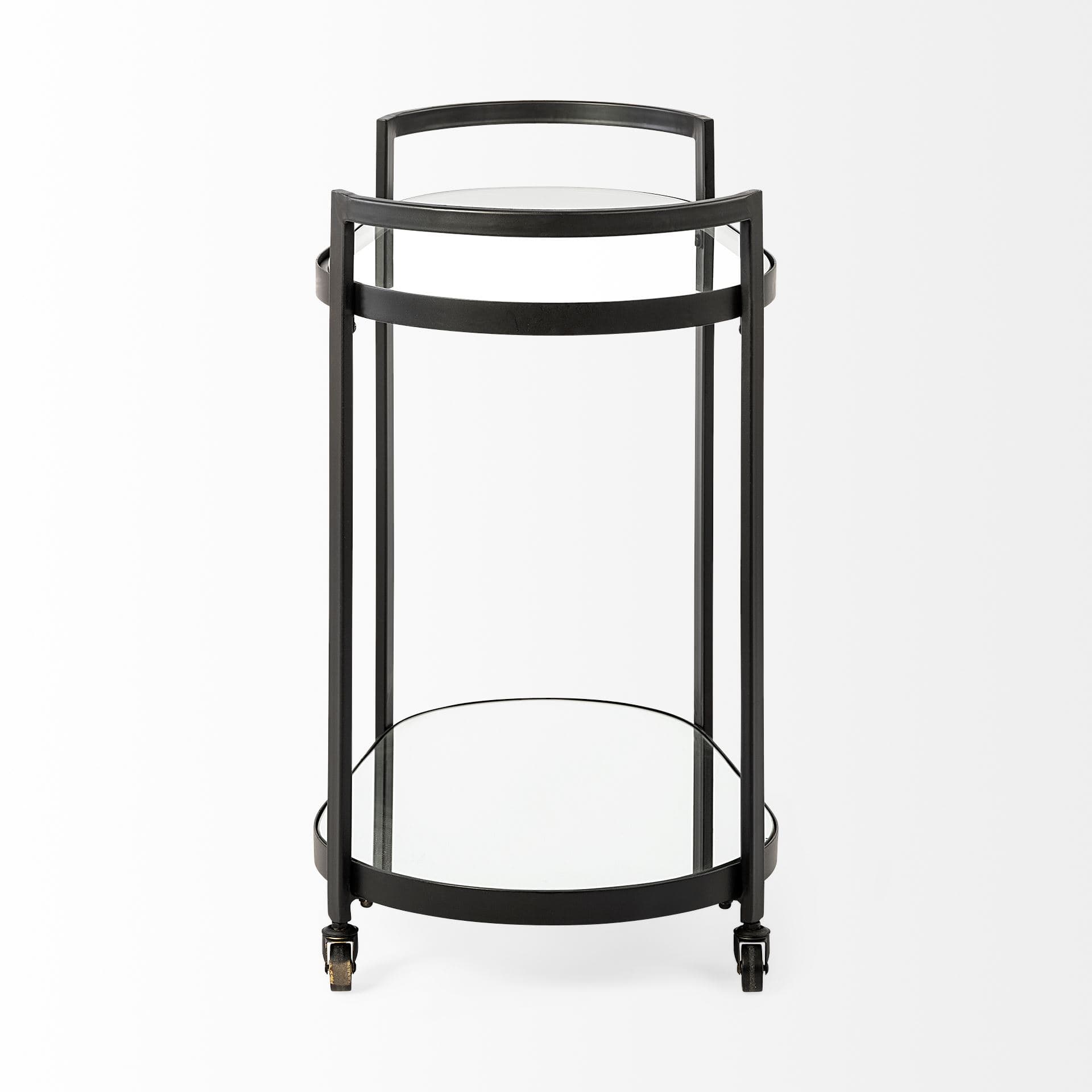 Eleonore Black Metal Frame Two-Tier w/Glass Shelves Bar Cart — product photograph