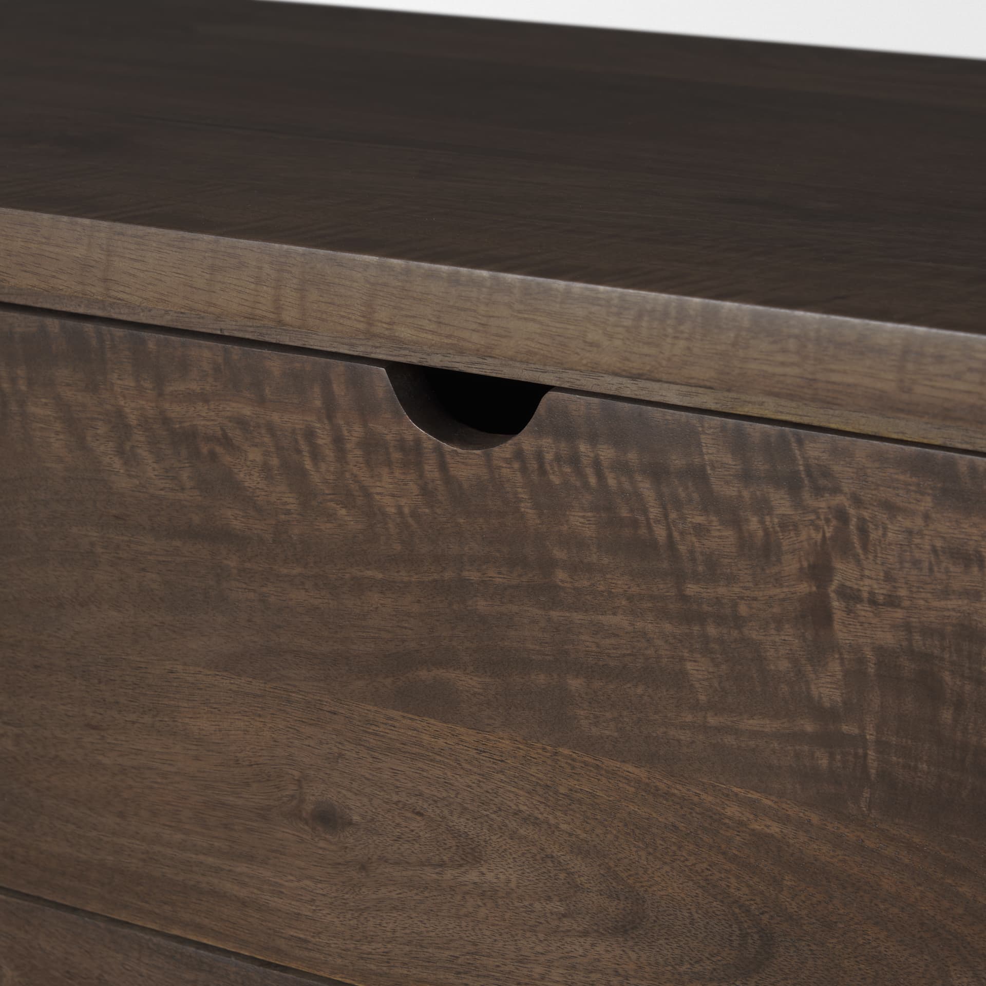 Wallen Solid Dark Brown Wood 3 Drawer Accent Cabinet — product photograph