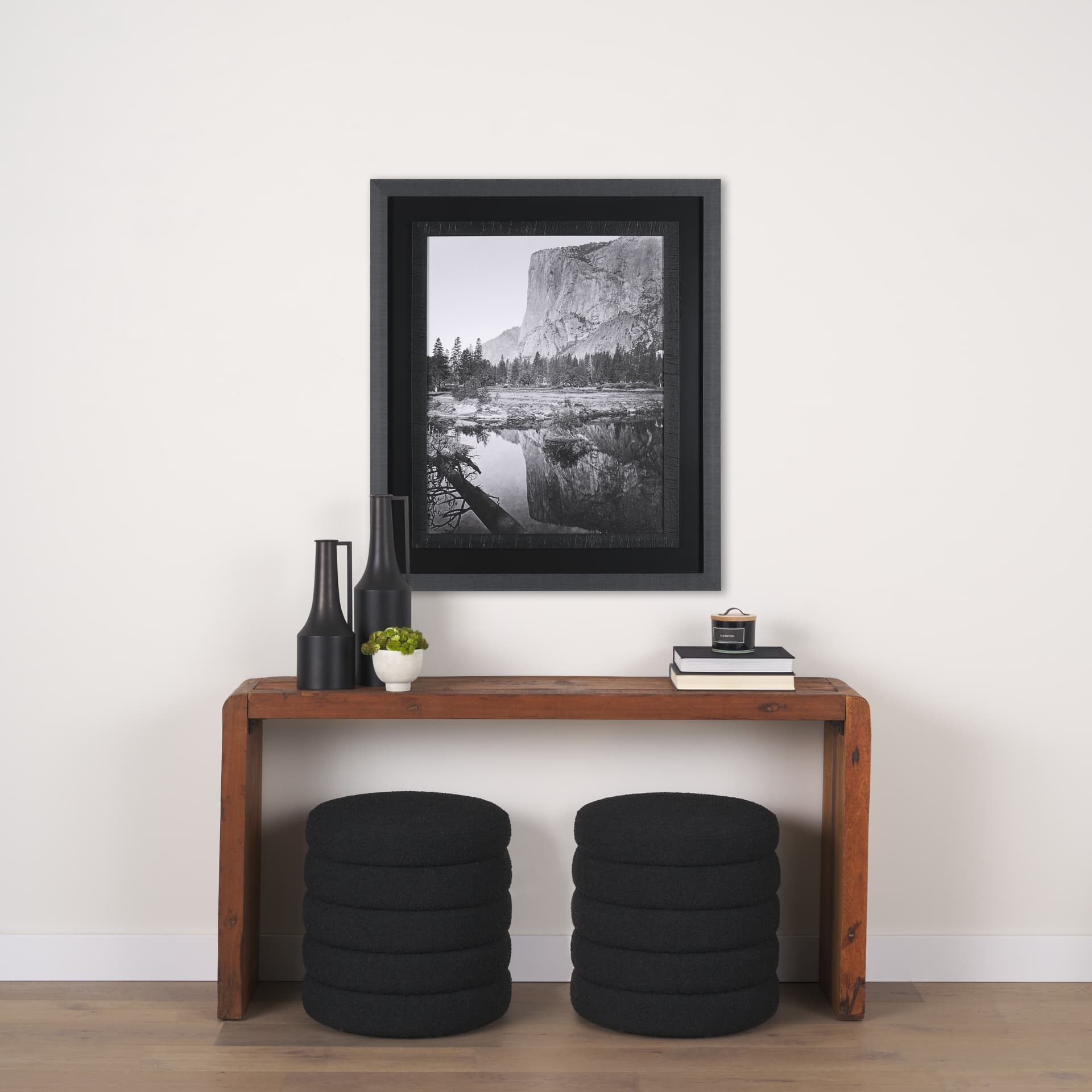 Mirror View by Carleton E Watkins a Hand Embellished Textured Framed Photo Art Print — in a styled room