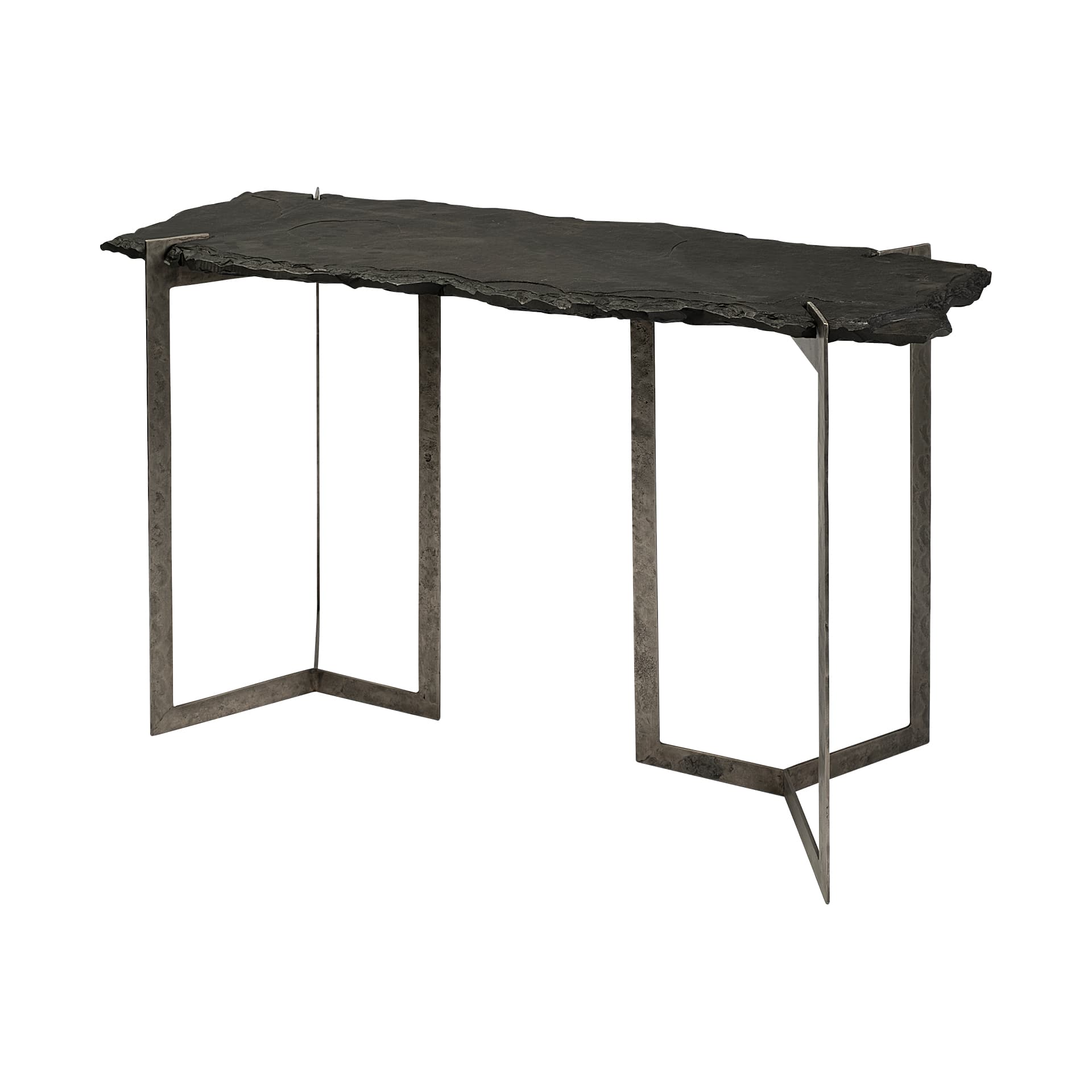 Shale III 50L x 20W Black Live-Edge Slate and Iron Console Table — product photograph