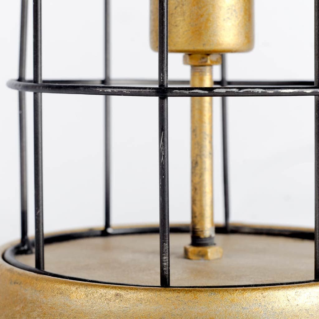 Carkner I (38"H) Gun-Metal Grey Cylindrical Metal Cage Table Lamp — product photograph