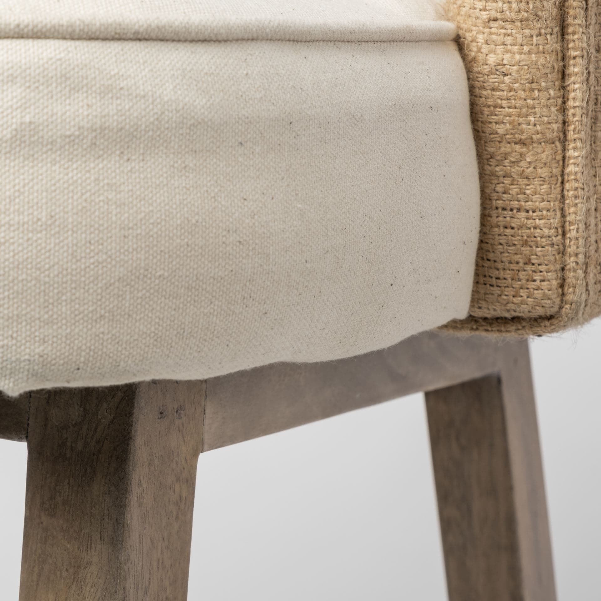 Monmouth Low Back 30in Seat Bar Stool | Cream Fabric w/ Brown Wood — product photograph