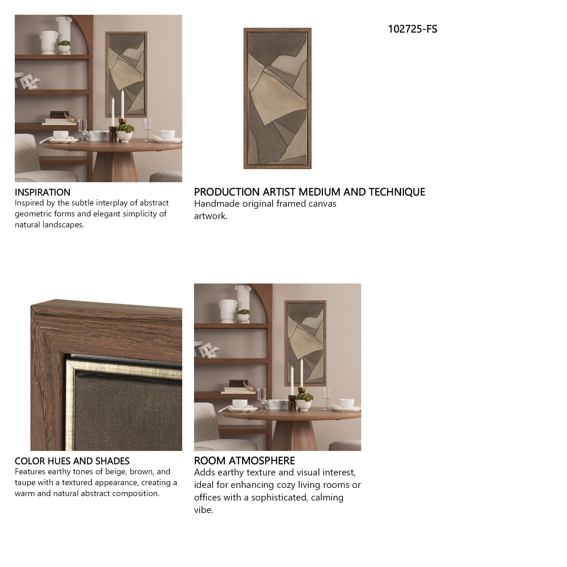 Field Patchwork III by Mercana Studio Handmade Original Framed Canvas Artwork — in a styled room