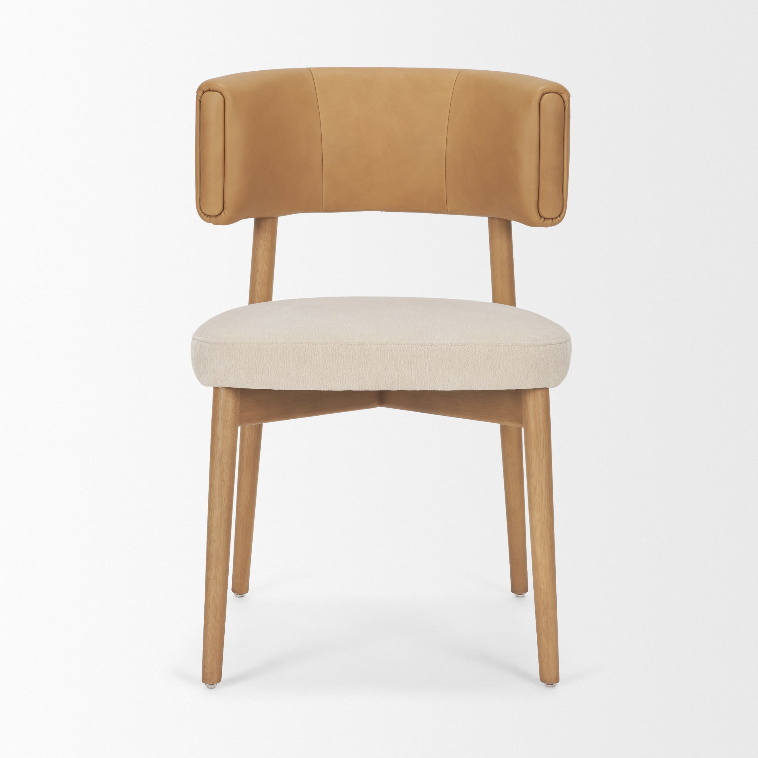 Motley Open Back Dining Side Chair | Cream Fabric w/ Brown Wood — product photograph
