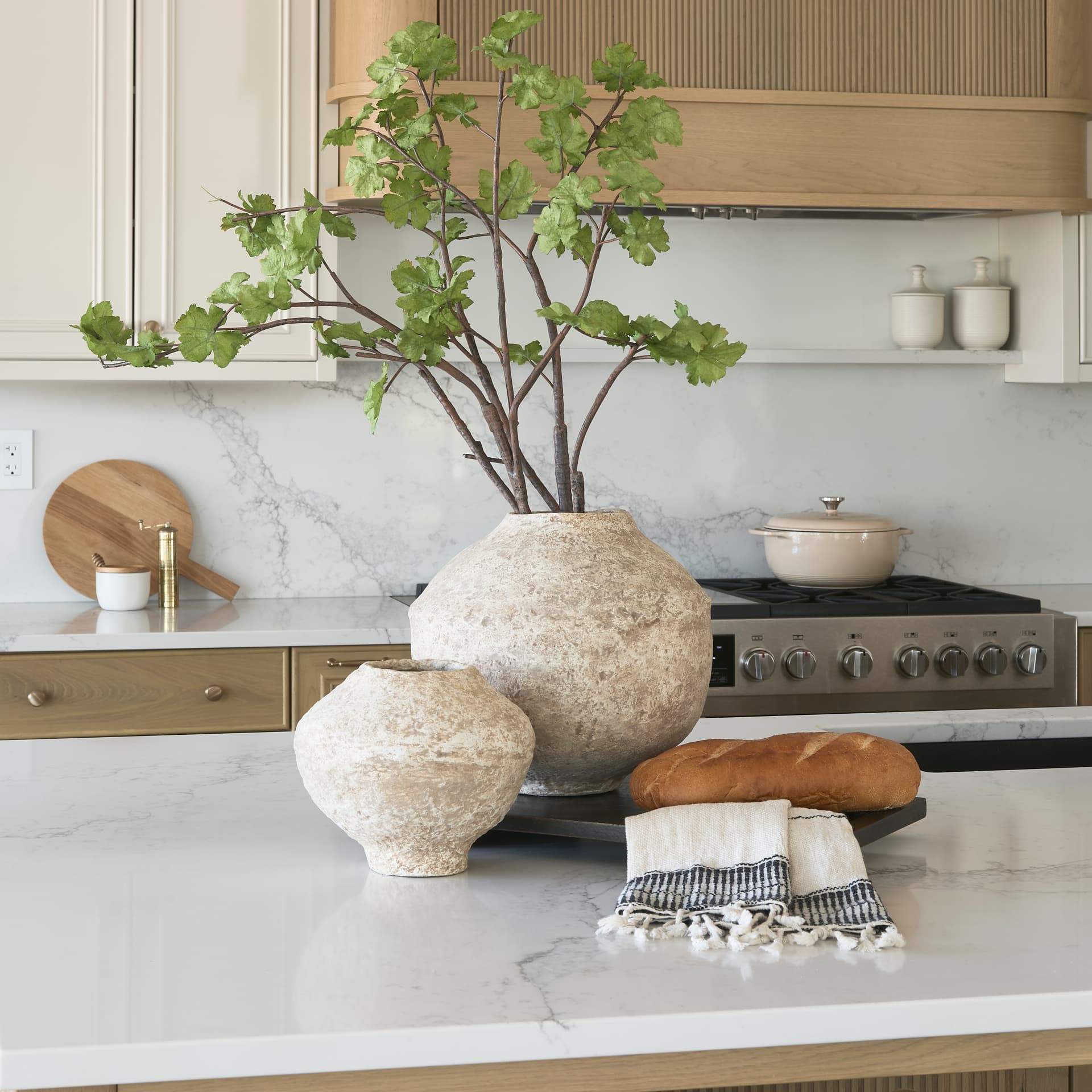 Ritu Small Beige Paper Mache Pot Vase — product photograph