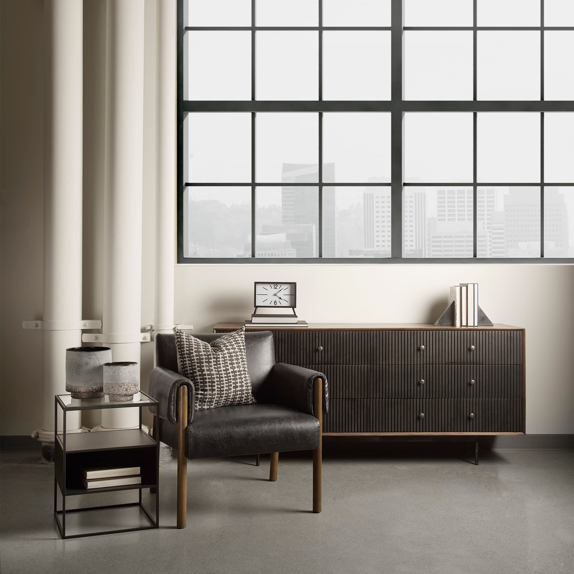 Grace 70Wx18.5Lx31.25H Two-Tone Brown Solid Wood 6 Drawer Sideboard — product photograph