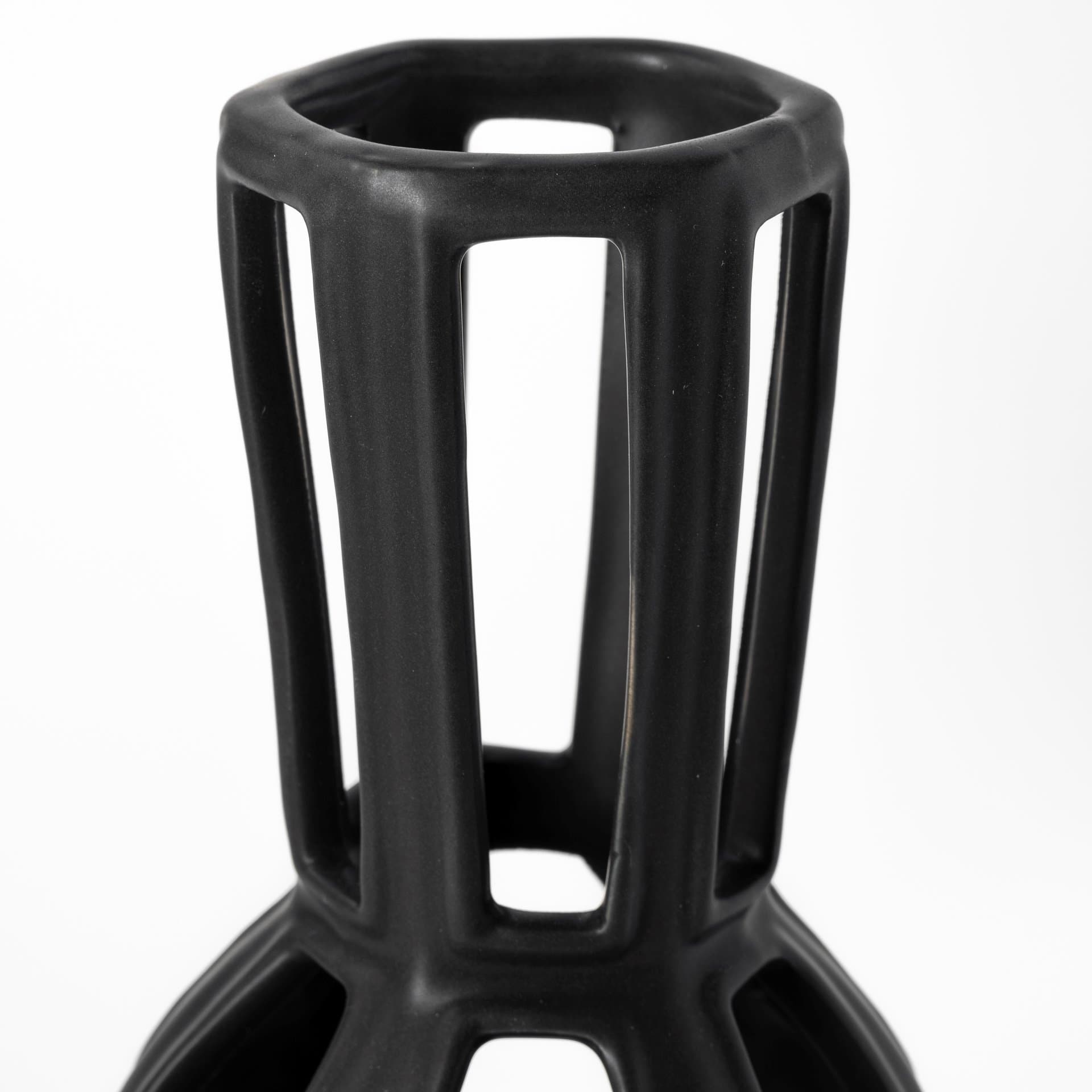 Brunel Small Black Drum-Shaped Ceramic Vase — product photograph