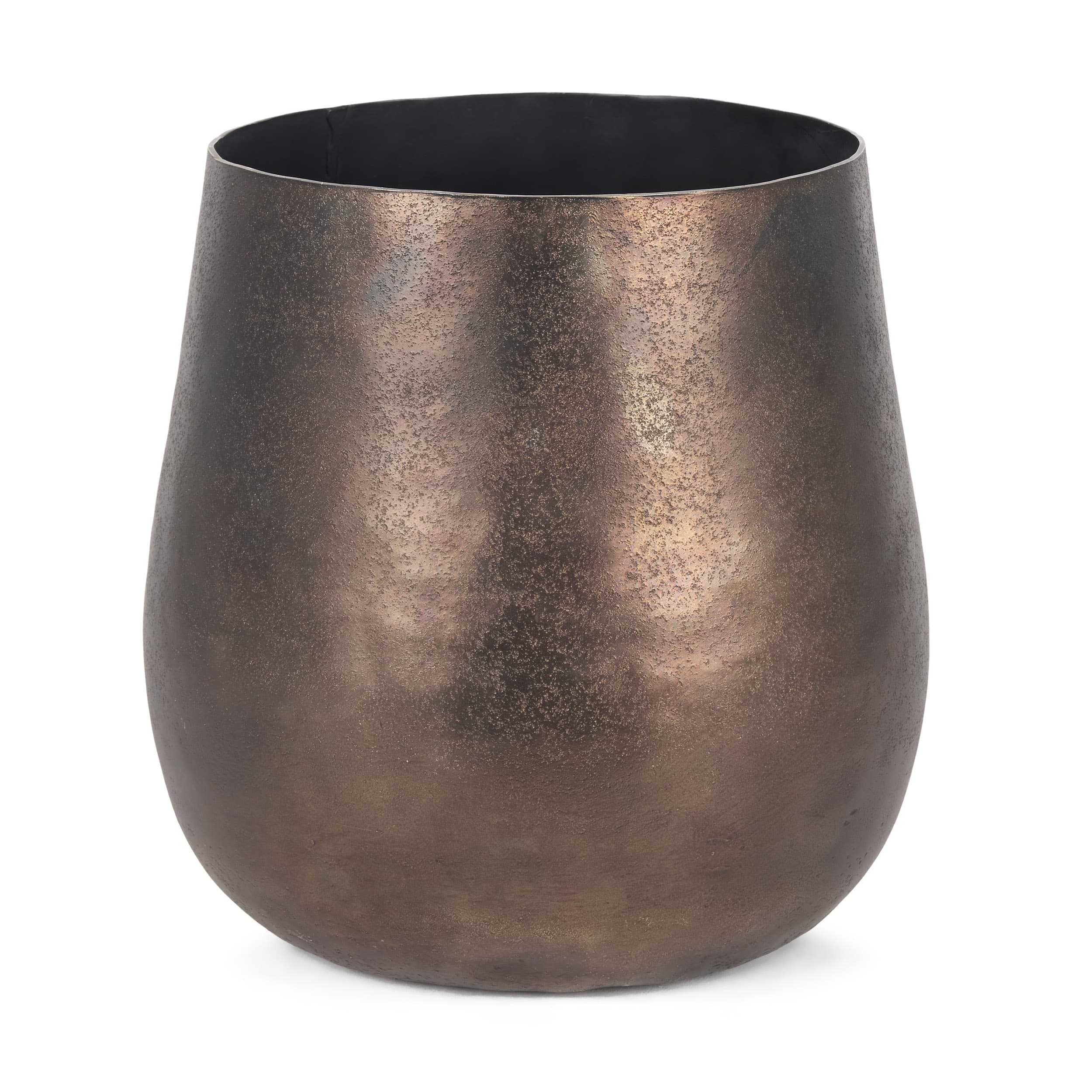 Quade Large Textured Gold Metal Planter — product photograph