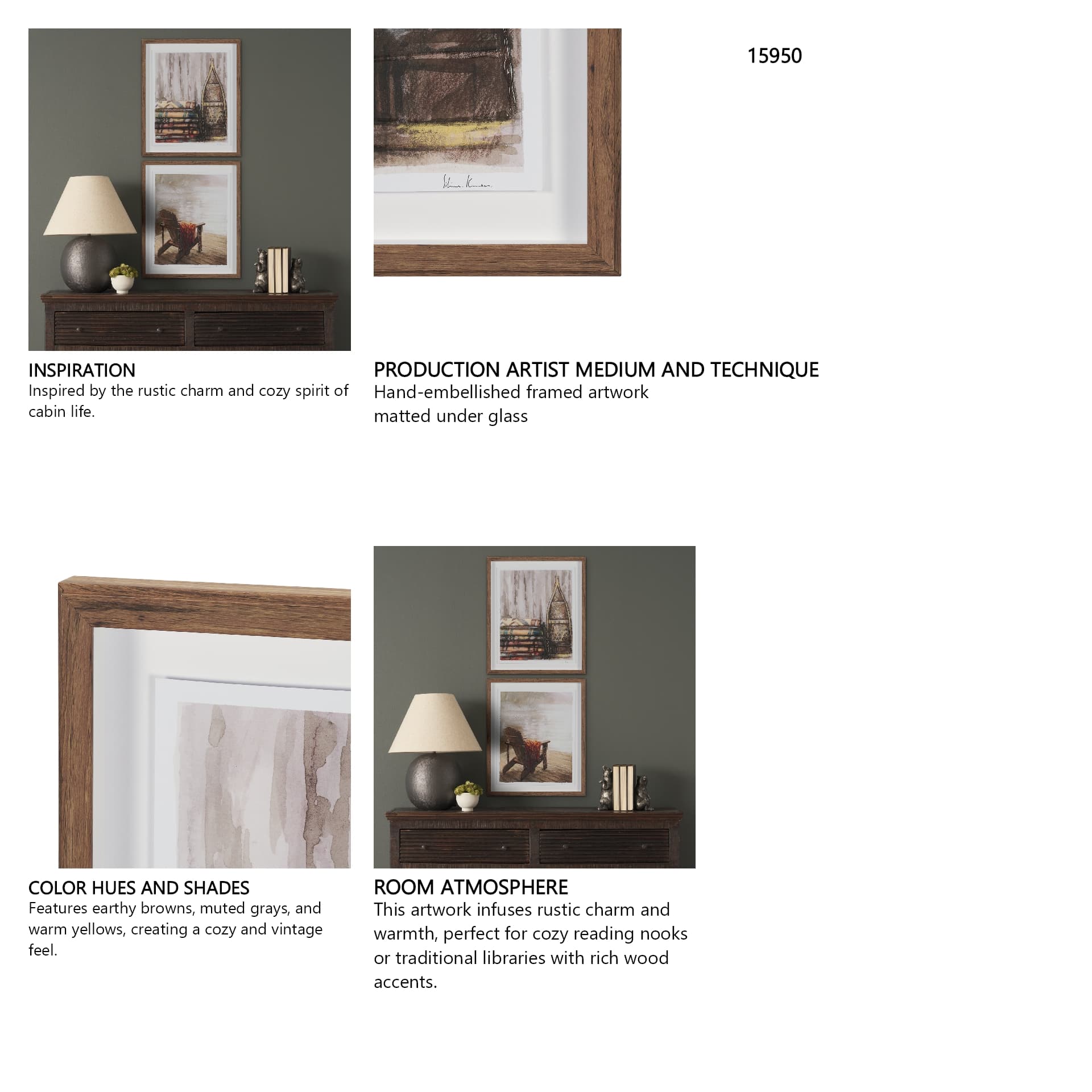 At The Cabin II by Mercana Studio Hand Embelished Framed Artwork Matted under Glass — in a styled room