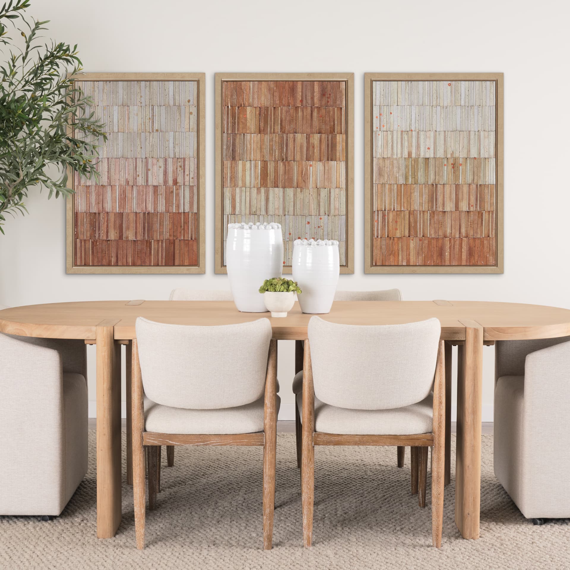 Terracotta Wall III by Flora Kouta Hand-Embellished Textured Framed Canvas Artwork — in a styled room