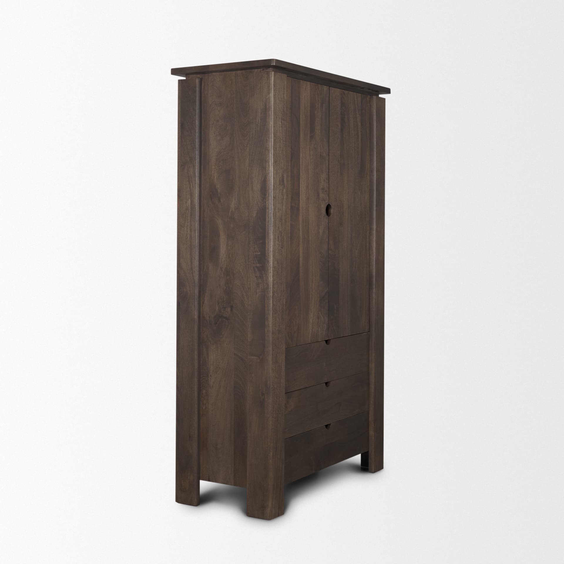 Wallen Solid Dark Brown Wood Curio Cabinet — product photograph