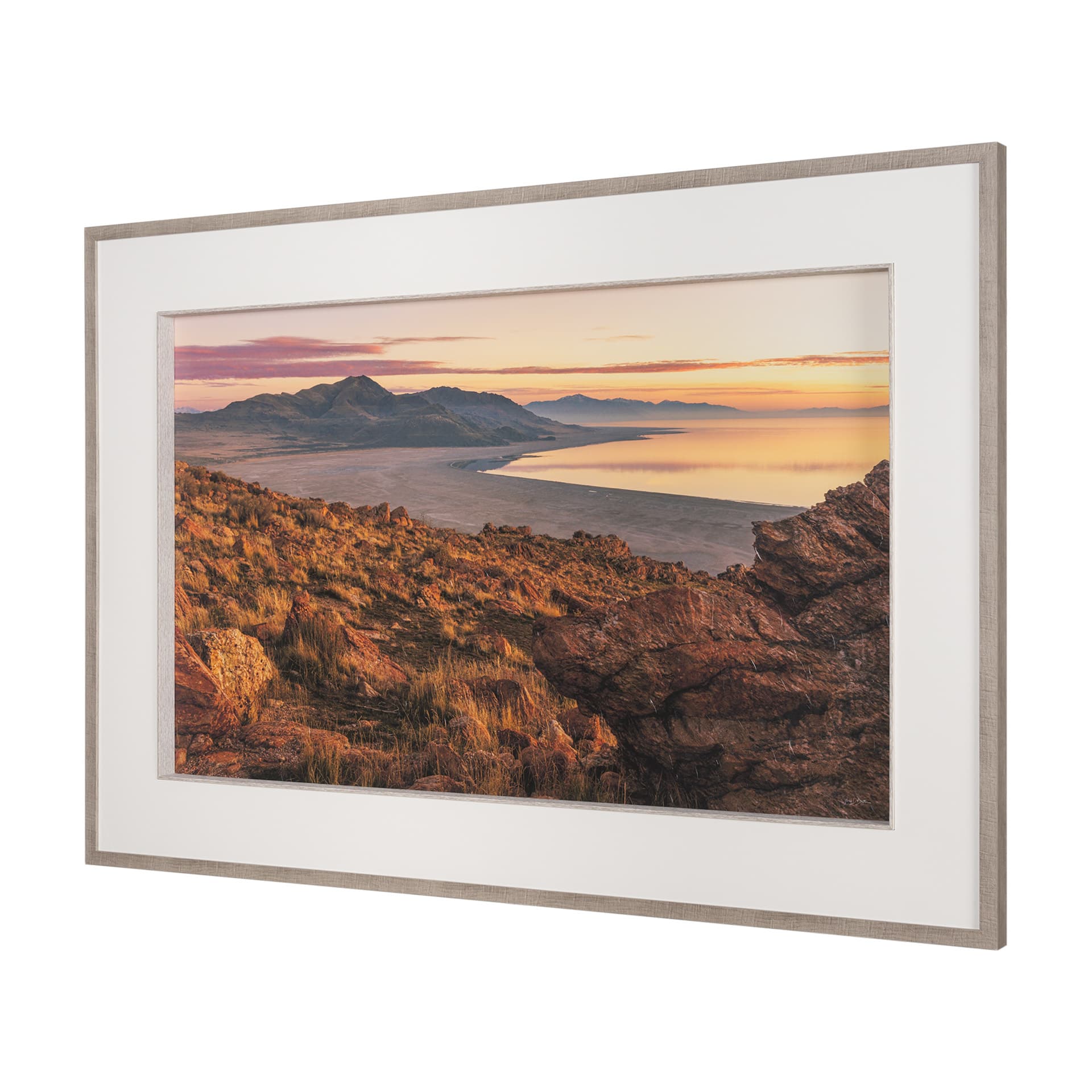 Salt Lake Sunrise by Gary Blatter a Hand Embellished Framed Photo Art Print Matted under Glass — product photograph