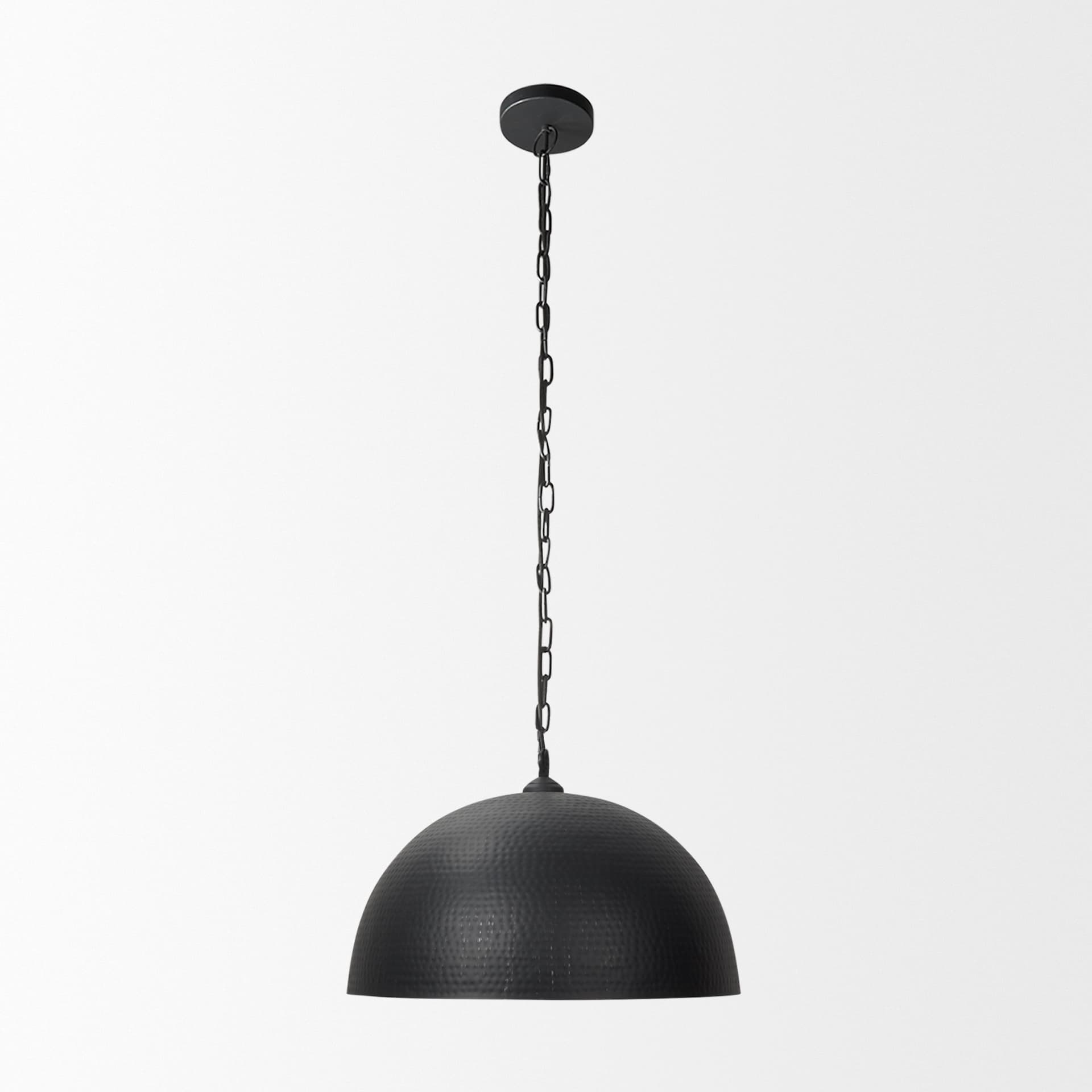 Karina 24" Round Matte Black Hammered Metal Dome Pendant Light — product photograph