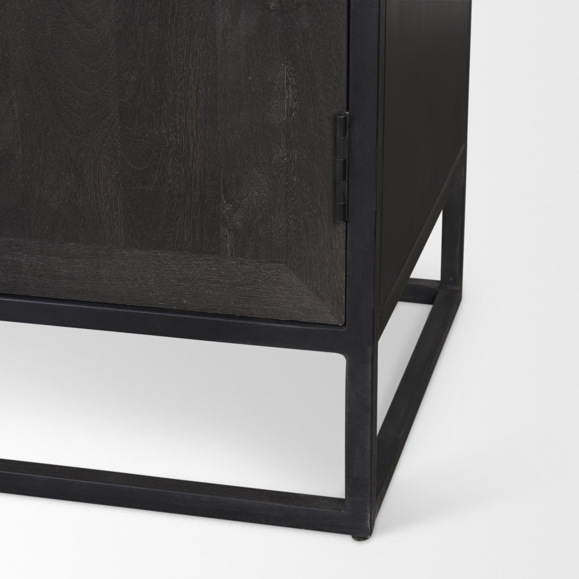 Sloan 42W x 80H Black Wood W/Black Metal Frame Arched Cabinet — product photograph