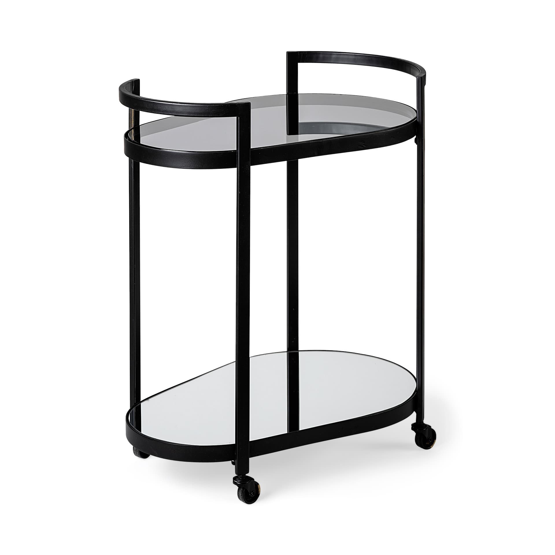 Eleonore Black Metal Frame Two-Tier w/Glass Shelves Bar Cart — product photograph