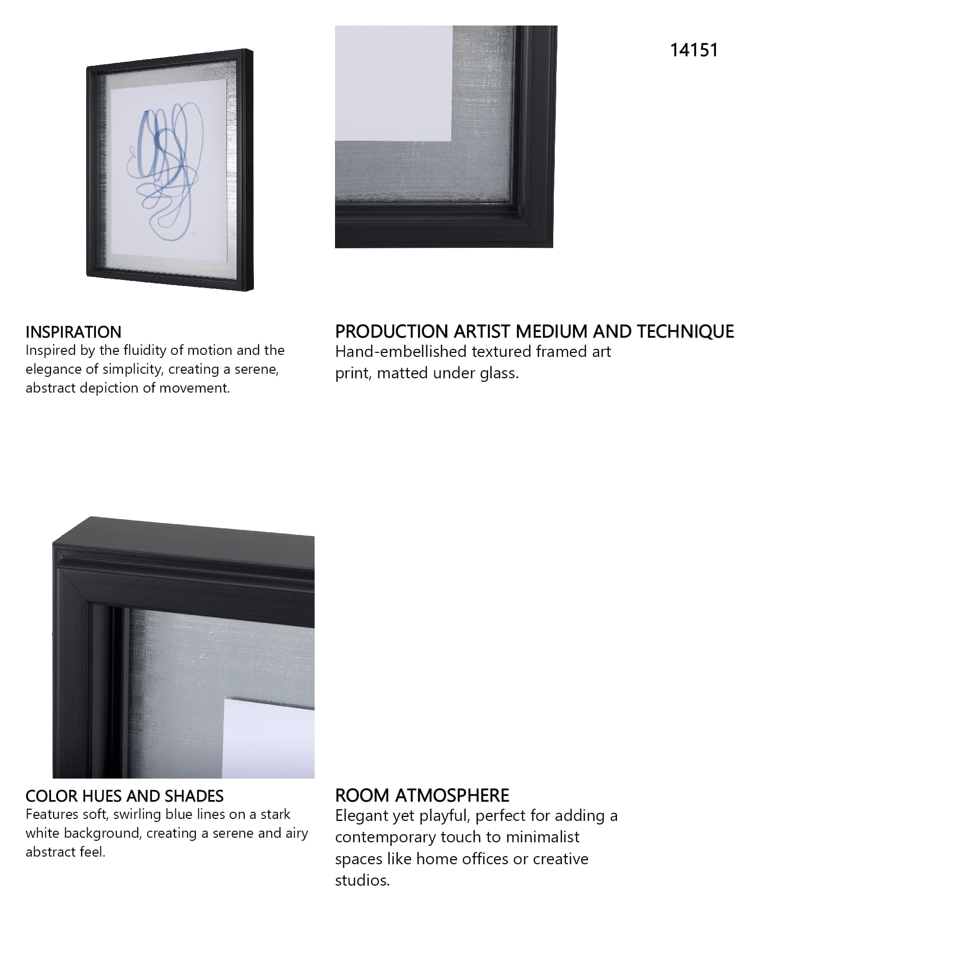 Lines V by Mercana Studio a Hand Embellished Textured Framed Art Print Matted under Glass — in a styled room