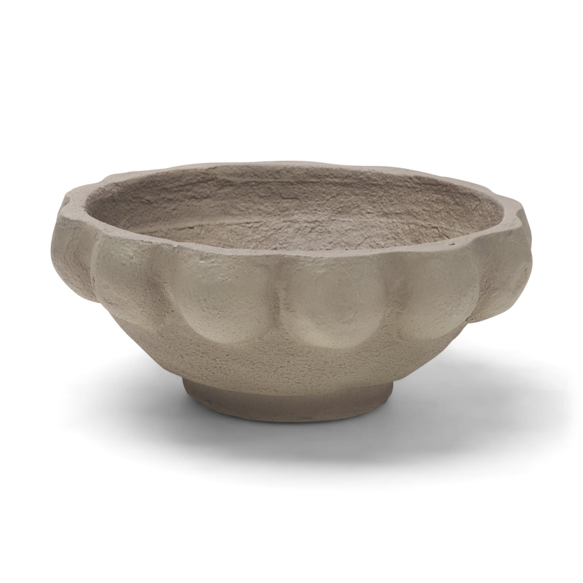 Konya Small Earthen Gray-Brown Dotted Paper Mache Centerpiece Bowl — product photograph
