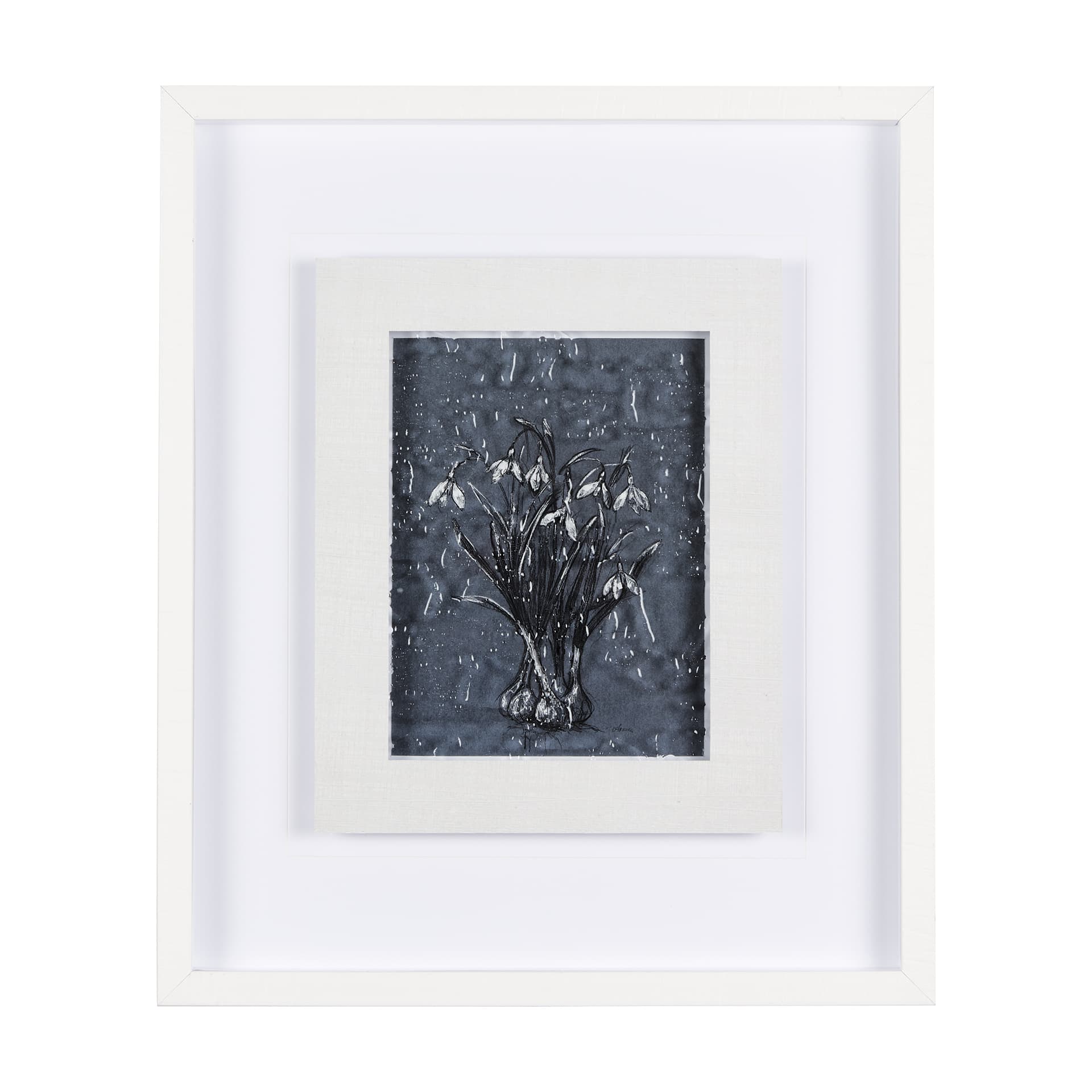 Botanical sketchesVI (Blue) by Mercana Studio Hand Embellished Framed Art Print Matted under Glass — product photograph
