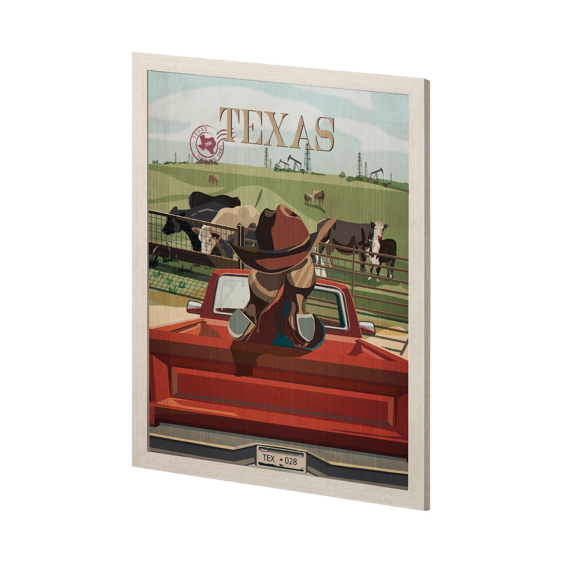 Texas Go USA (L) by Mercana Studio a Hand Embellished Decograph Framed Art Print — product photograph