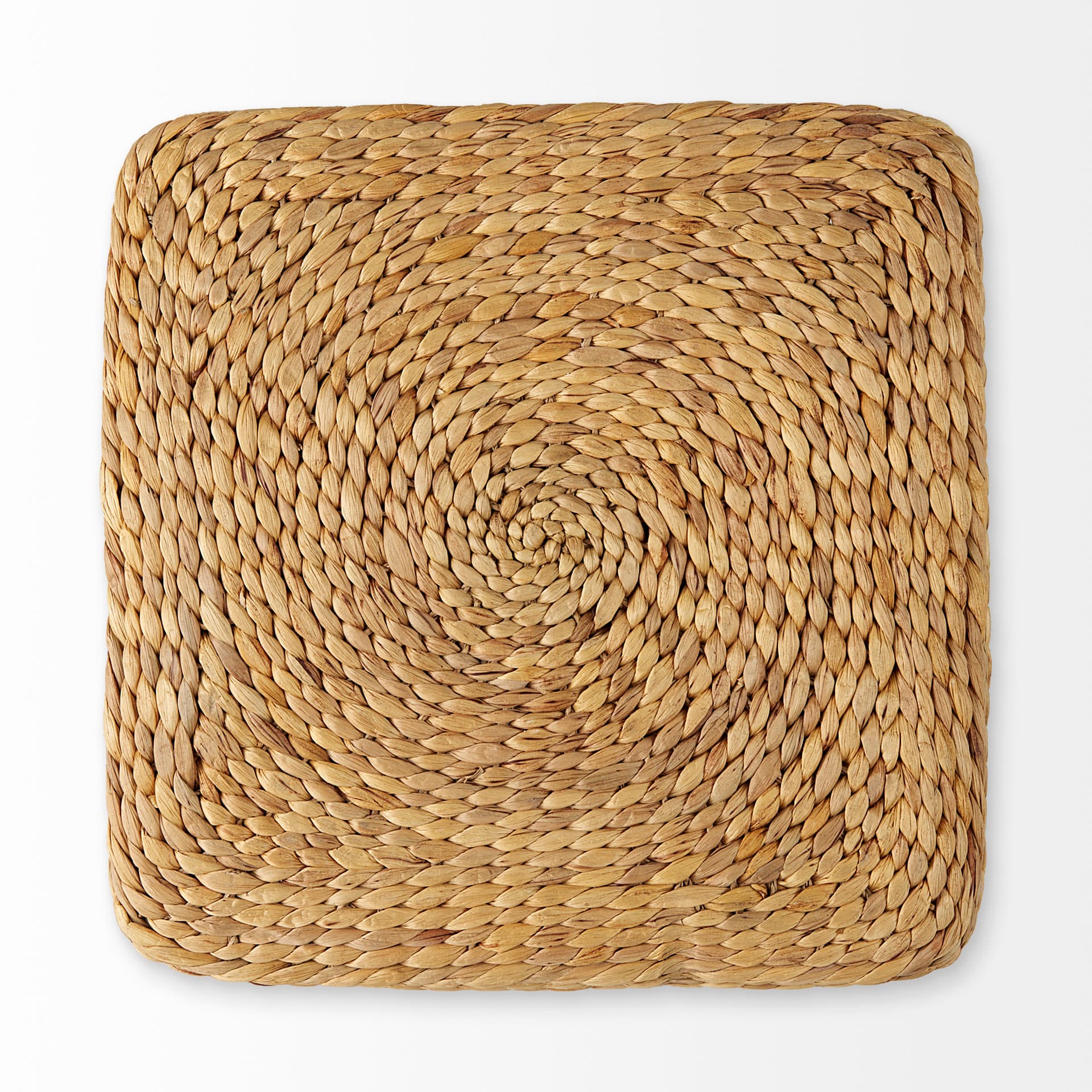 Maya 17.7L x 17.7W x 17.7H Light Brown W/Medium Brown Stripes Seagrass Square Pouf — product photograph