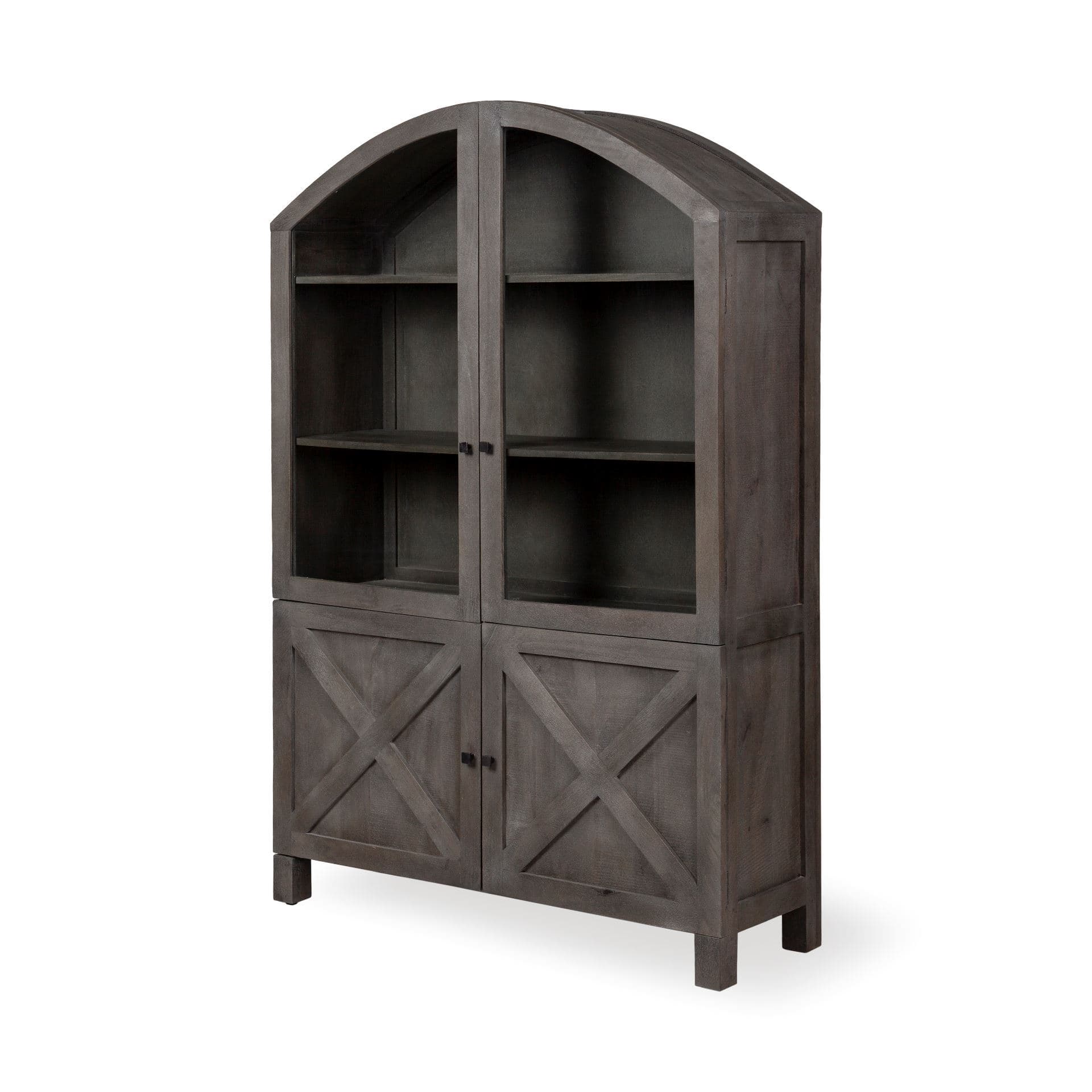 Barrett 48.5L X 17.25W X 73H Gray Solid Wood Display Cabinet — product photograph
