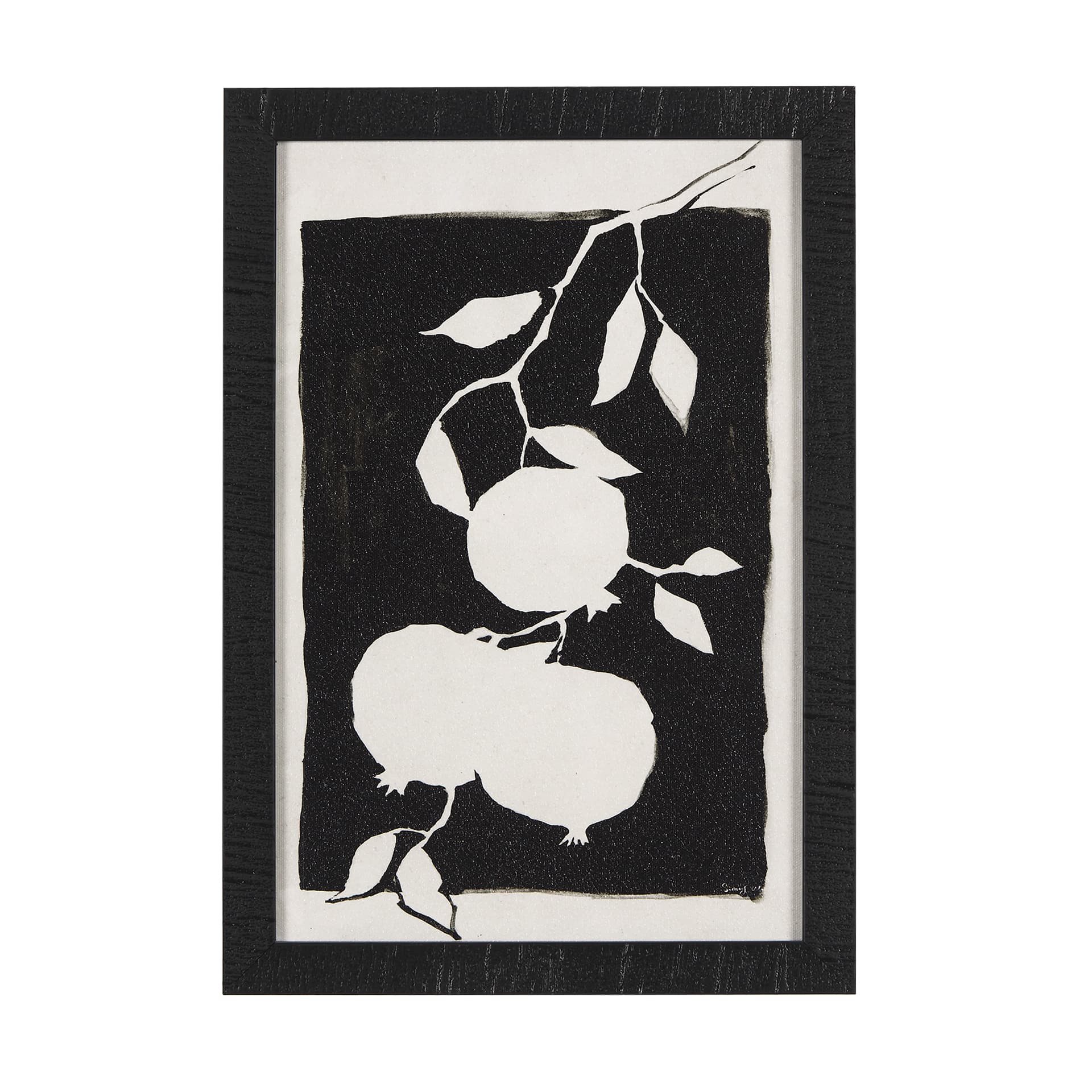 Pomegranate Branch Silhouette by Mercana Studio a Hand Embellished Textured Framed Art Print — product photograph