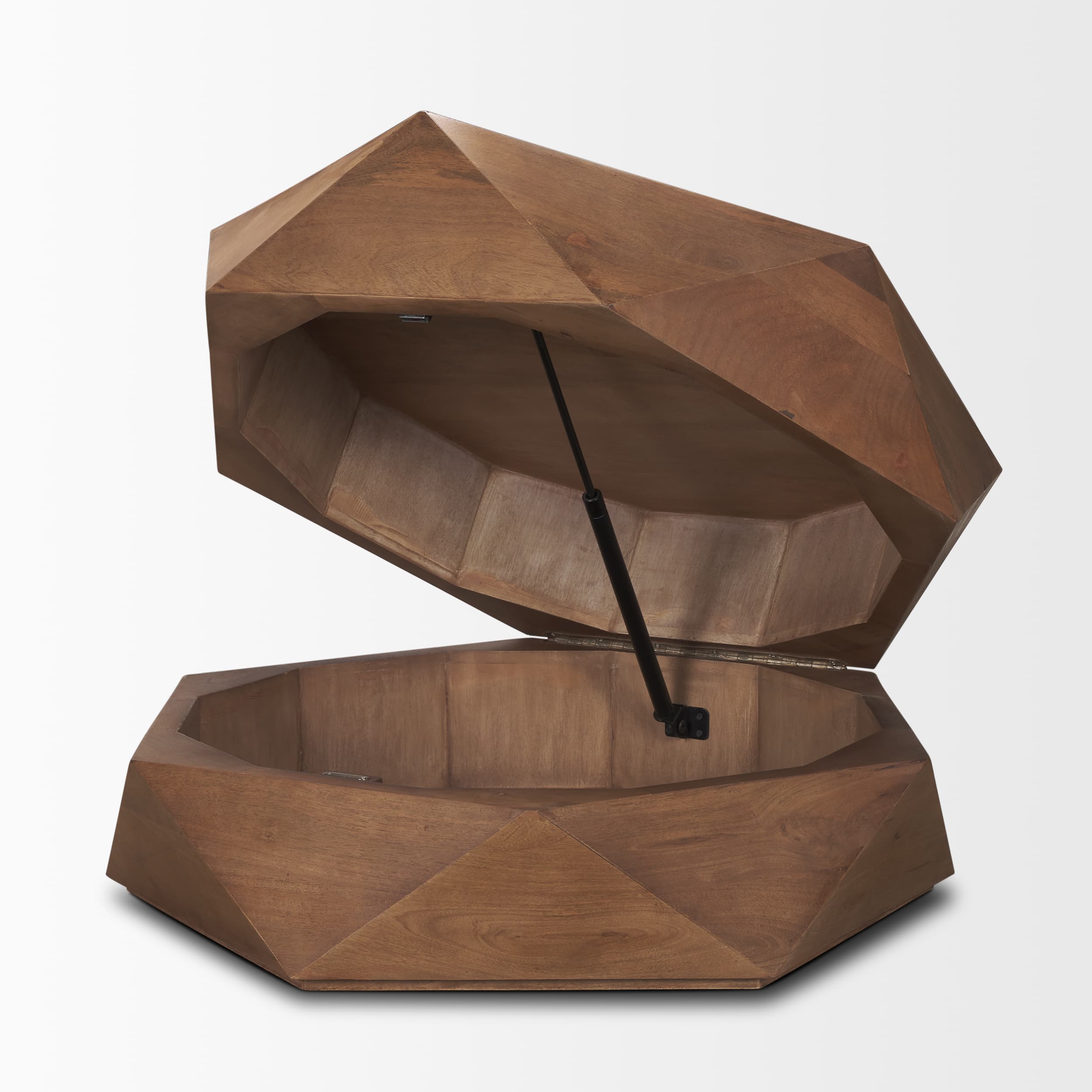 Arreto 36" Hexagonal Hinged Solid Wood Top and Base Coffee Table — product photograph