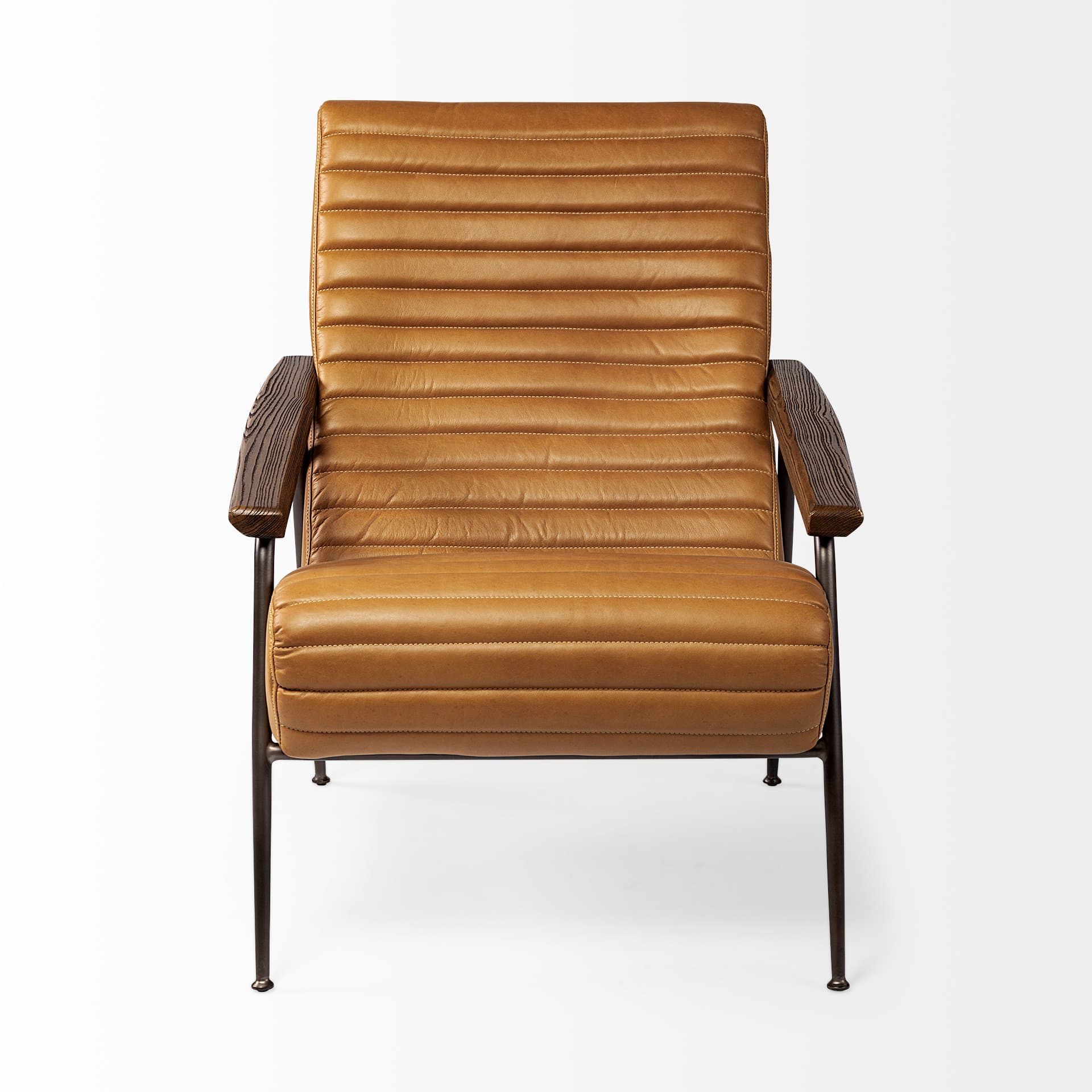 Grosjean Brown Leather Wrap Metal Frame Accent Chair — product photograph