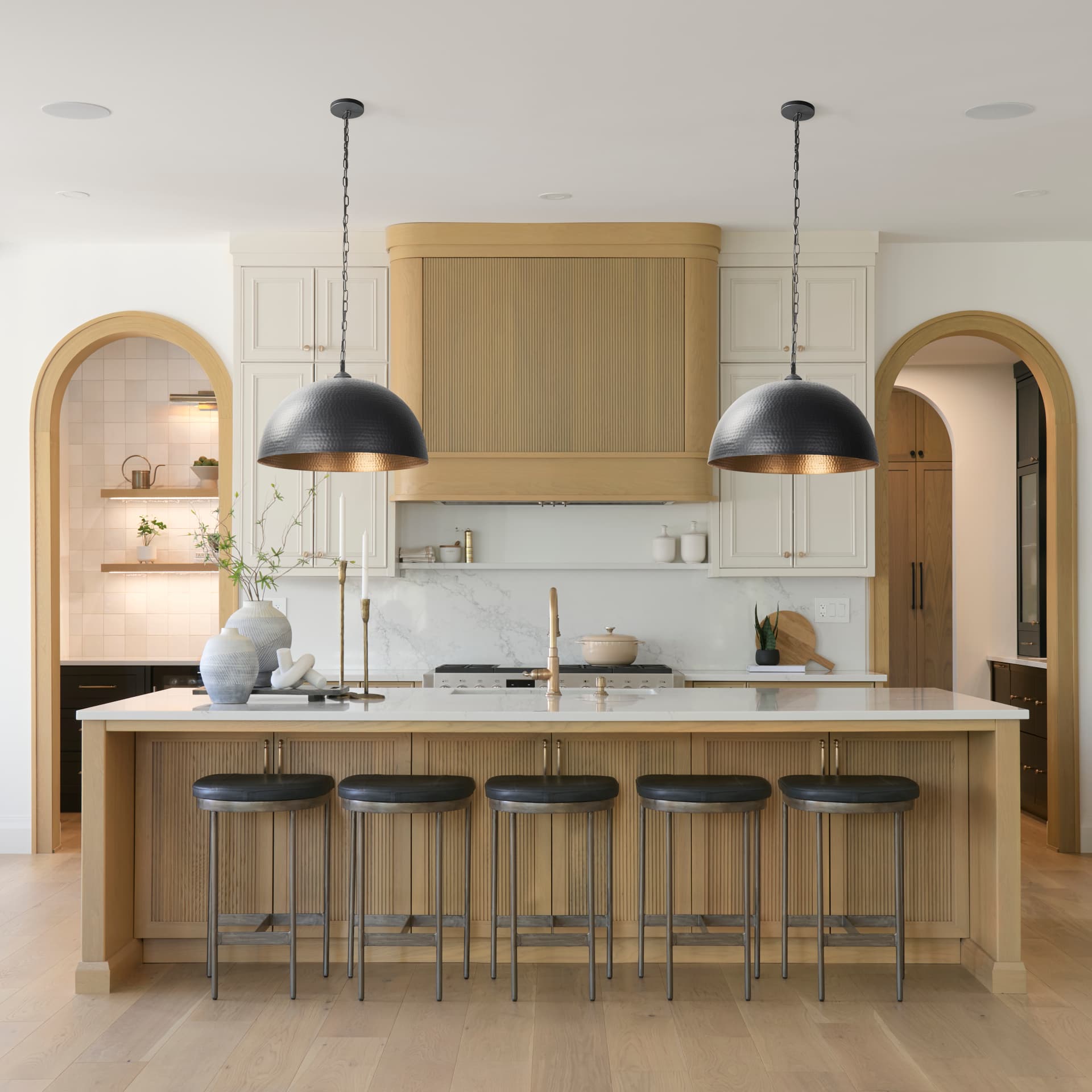 Karina 24" Round Matte Black Hammered Metal Dome Pendant Light — product photograph