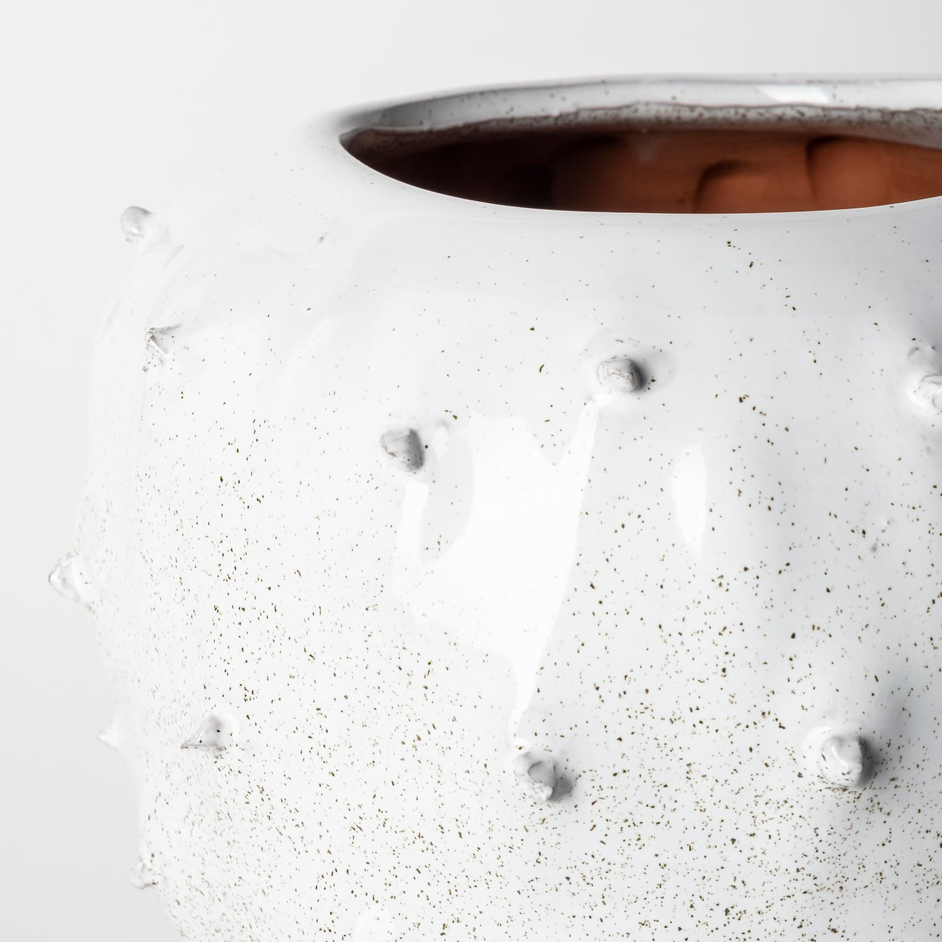 Julian Small Glossy White Ceramic Spoked Vase — product photograph