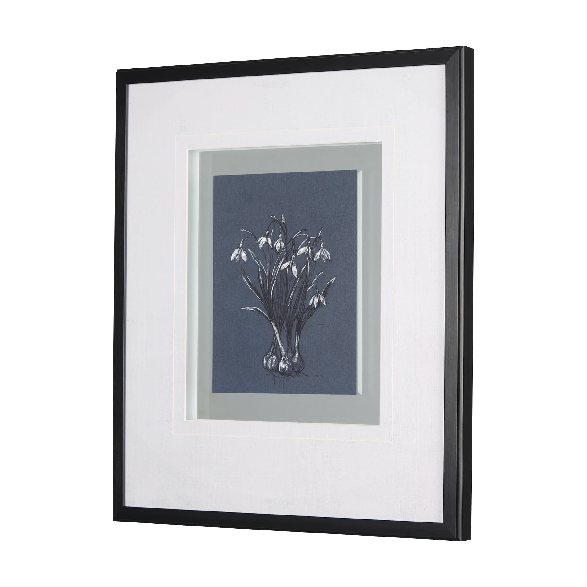 Botanical sketchesVI (Blue) by Mercana Studio Hand Embellished Framed Art Print Matted under Glass — product photograph