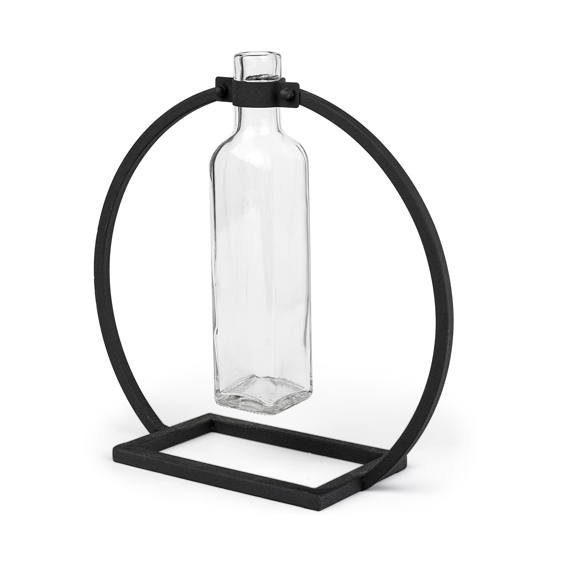Monica II Tall Black Metal Glass Bottle Vase — product photograph