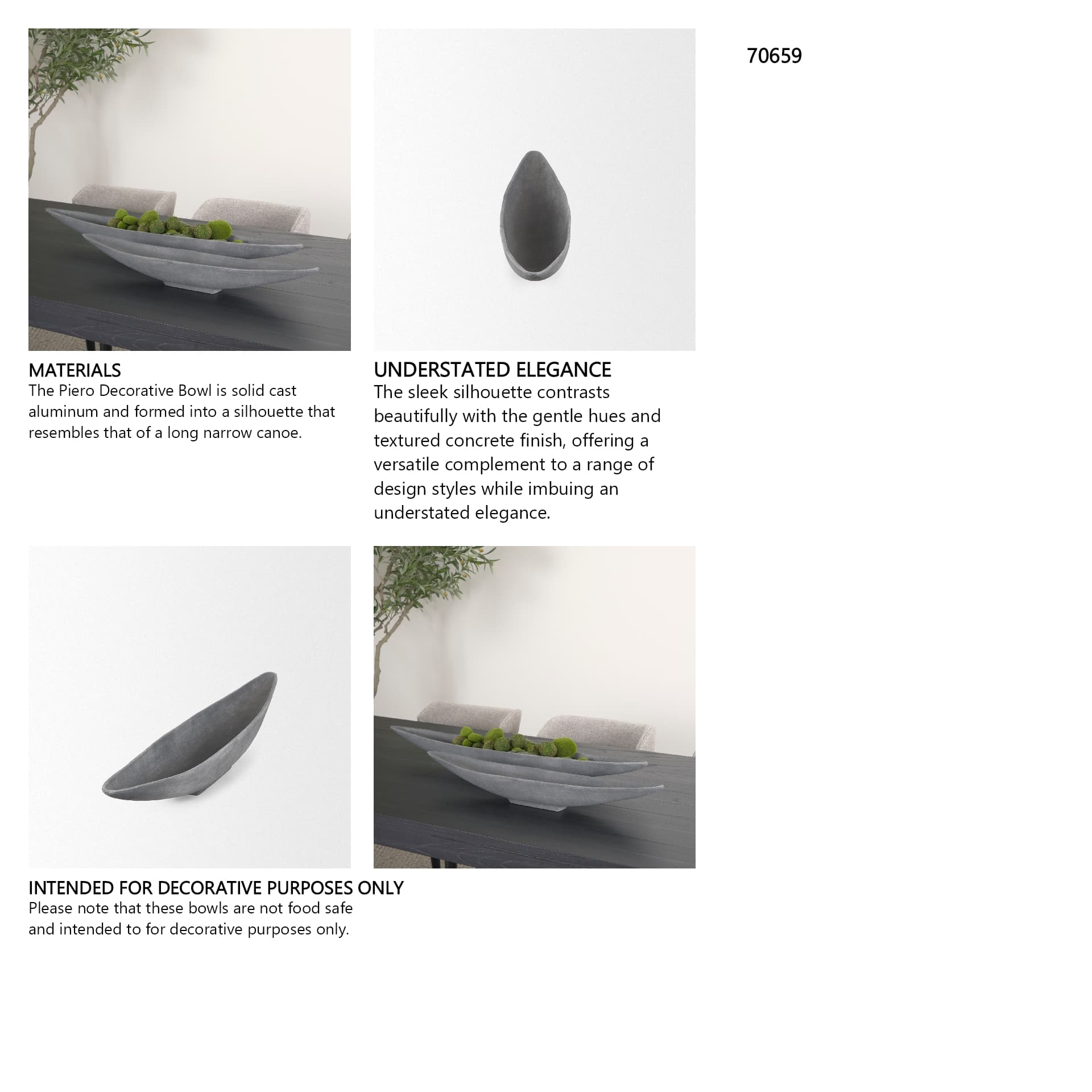 Piero Small Concrete Finished Metal Decorative Bowl — in a styled room