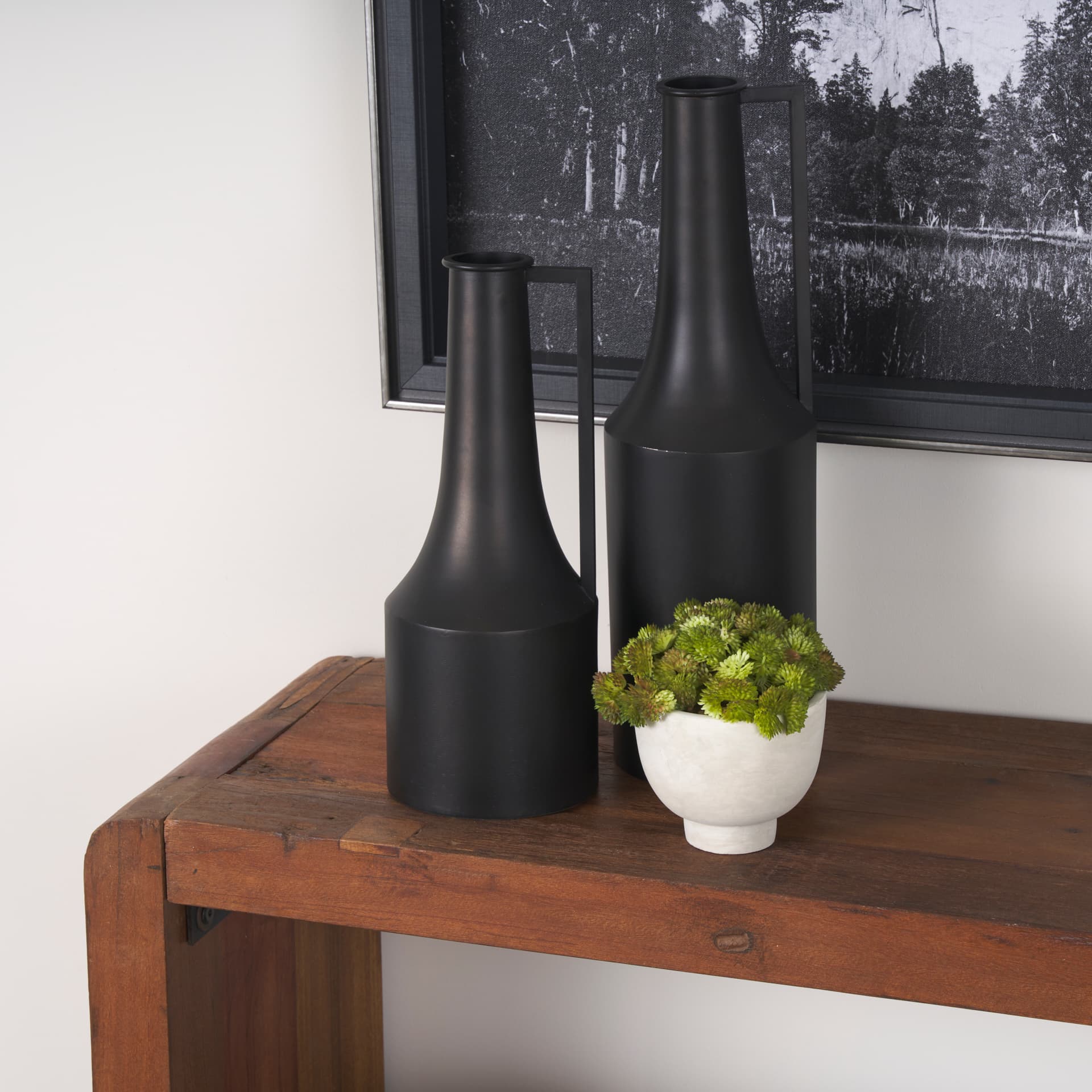 Aubrey Medium 18.0H Black Iron Flower Jug Vase — product photograph
