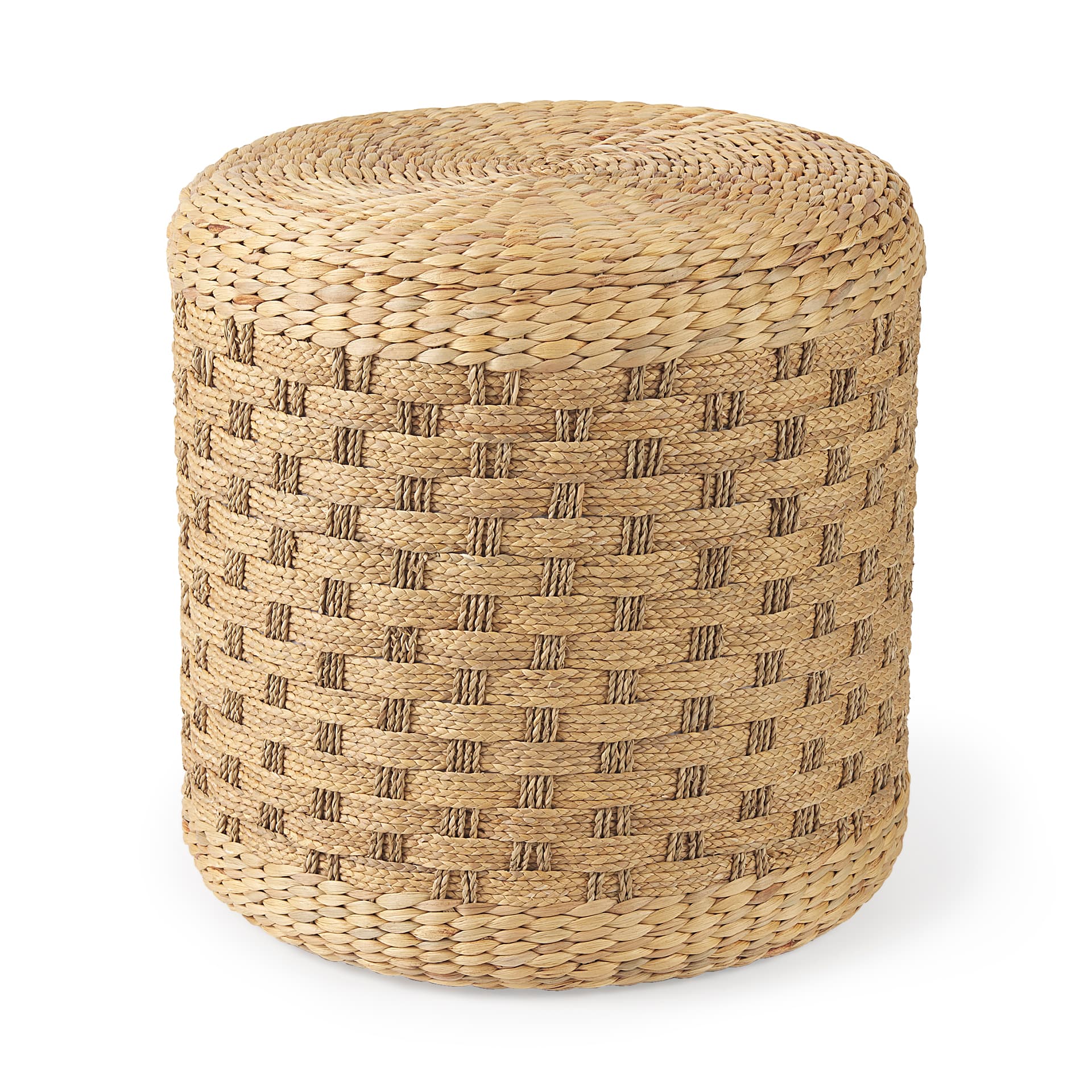 Michelle 17.7L x 17.7W x 17.7H Light Brown Woven Seagrass Round Pouf — product photograph