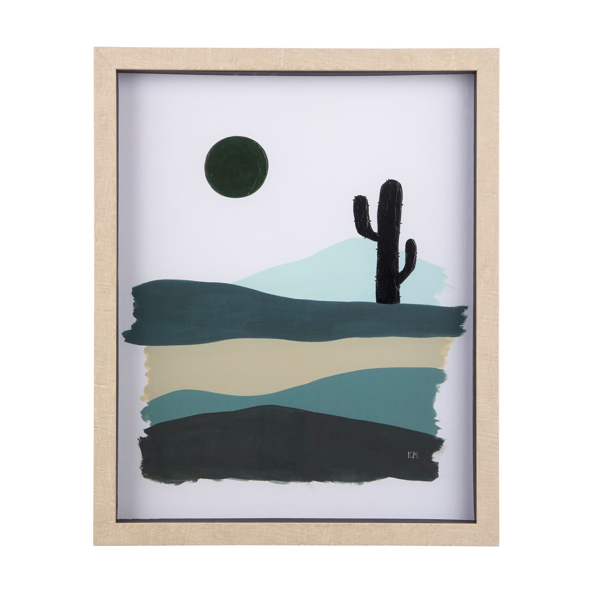 Green Desert I by Mercana Studio a Hand Embelished Textured Framed Art Print Matted under Glass — product photograph