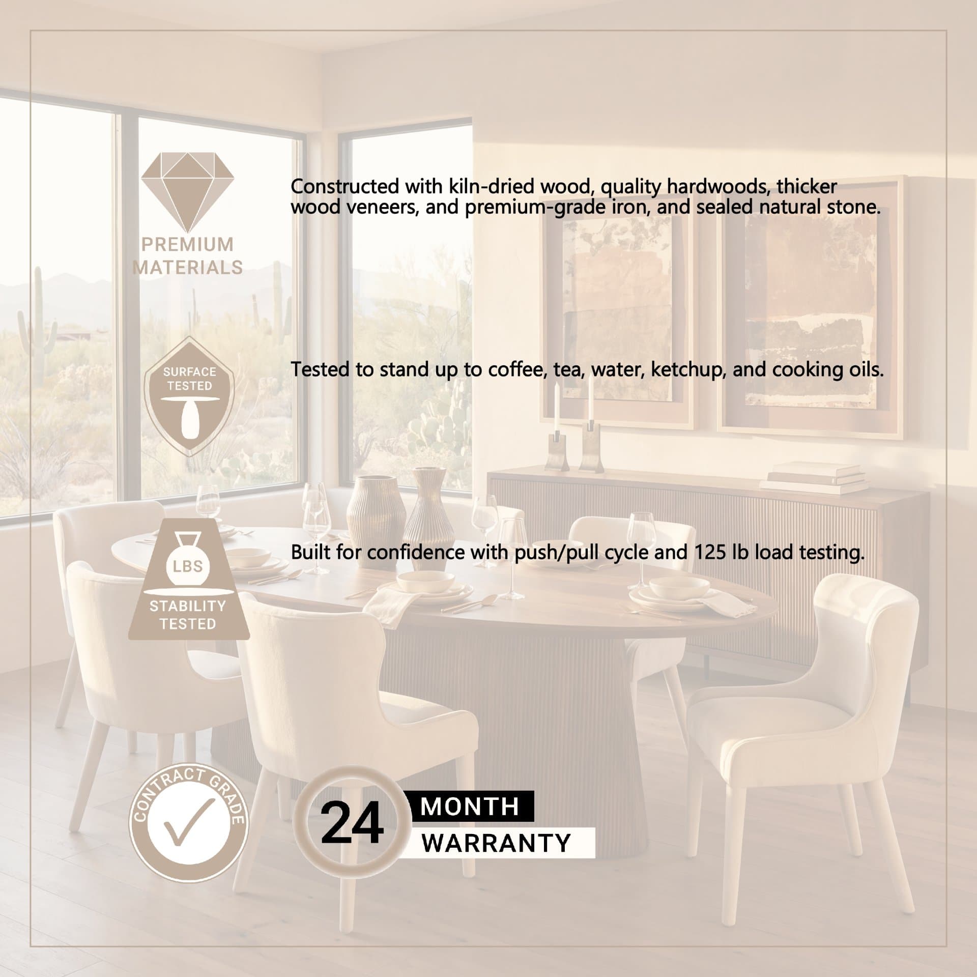 Lance 94"L x 50"W Oval Dining Table | Med Brown Wood | Seats 8 — product photograph