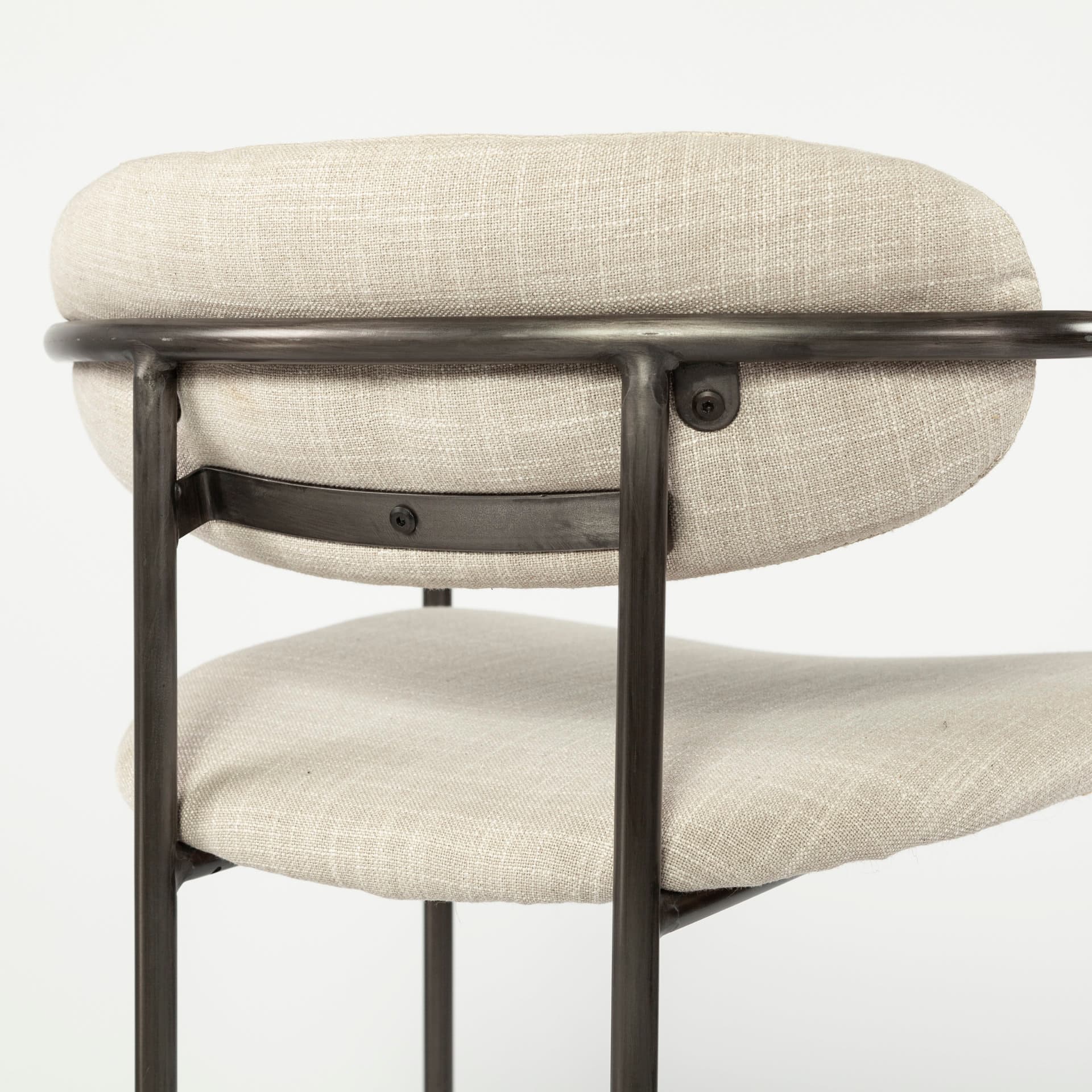 Parker Backless 36in Seat Counter Stool | Beige Fabric w/ Grey Metal — product photograph