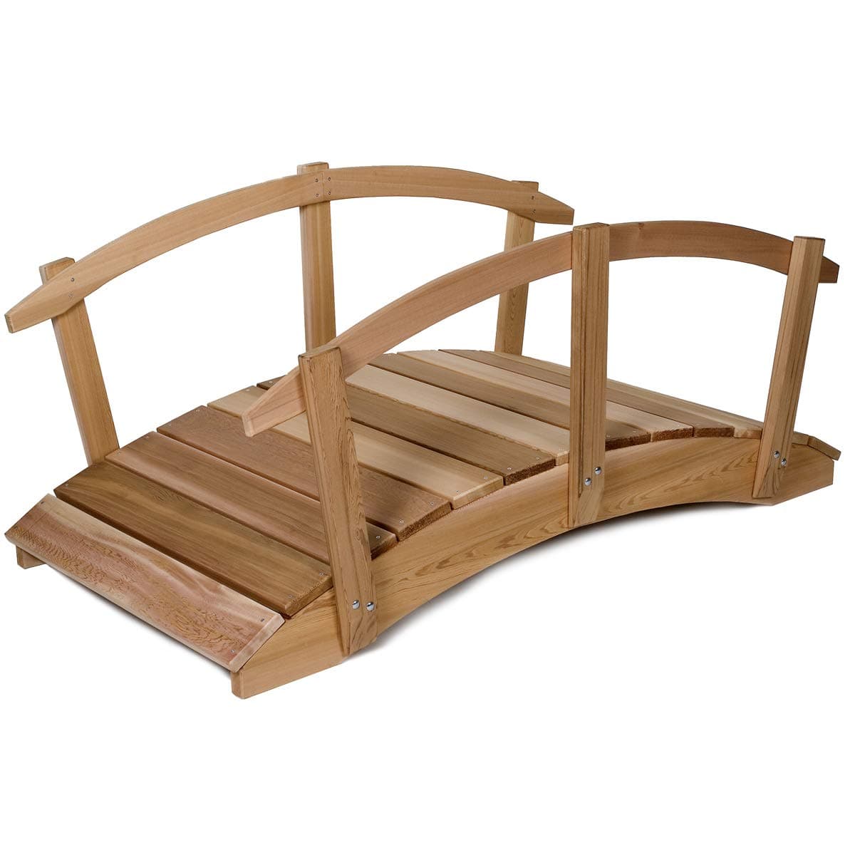 8-Ft Cedar Garden Bridge with Side Rails — product photograph