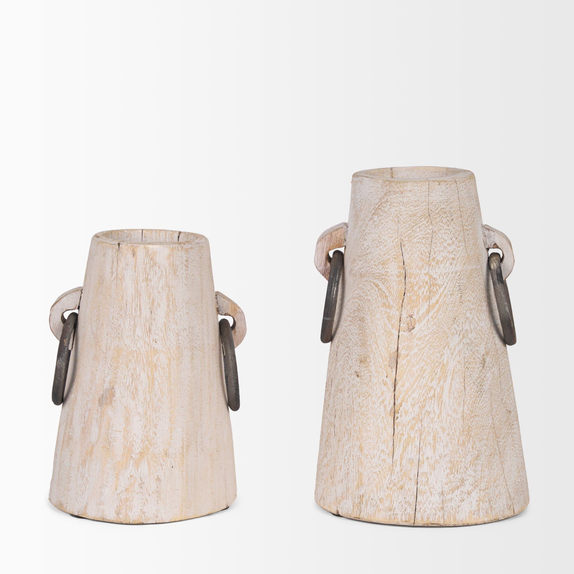 Monique Large Light Brown w/ Handles Wood Pot — product photograph