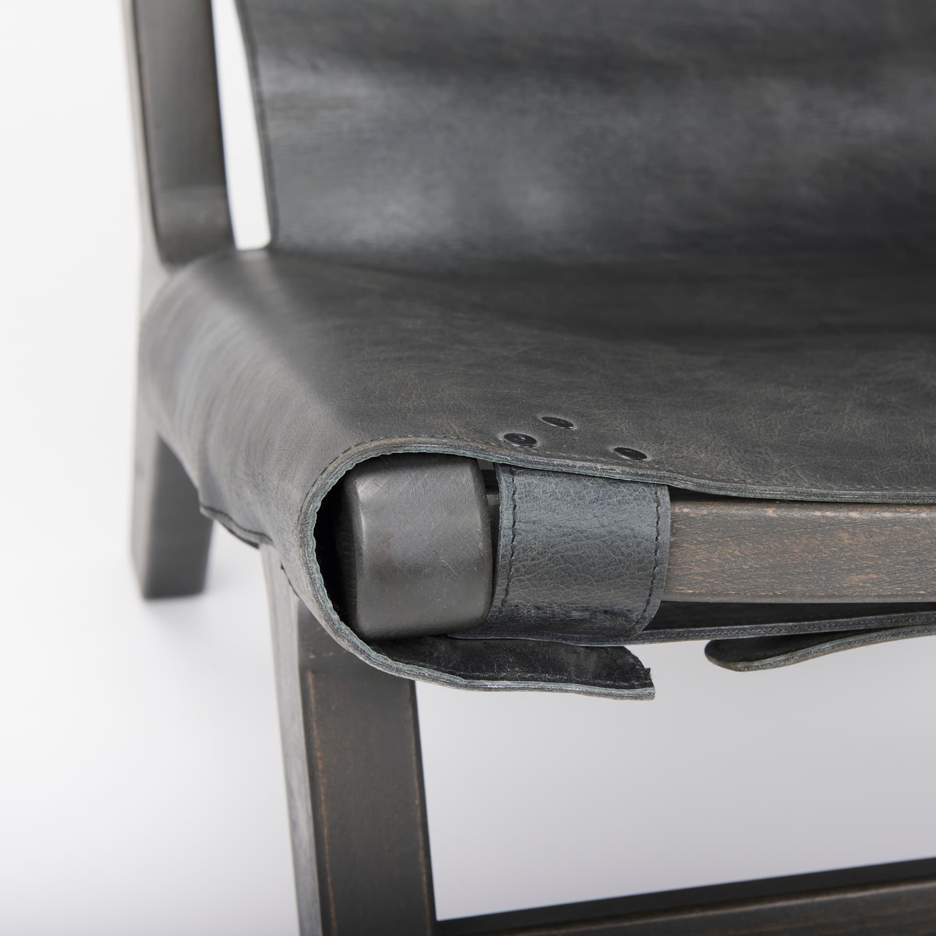 Elodie 24.4L x 33.9W x 30.7H Black Leather W/Black Stain Beech Wood Frame Accent Chair — product photograph