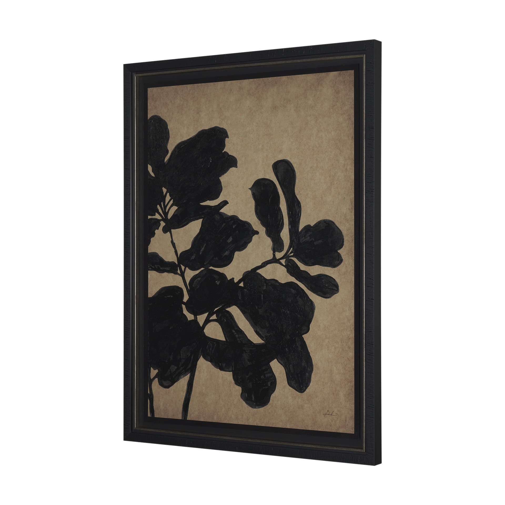 Ficus Silhouette II by Mercana Studio a Hand Embellished Framed Art Print Matted under Glass — product photograph