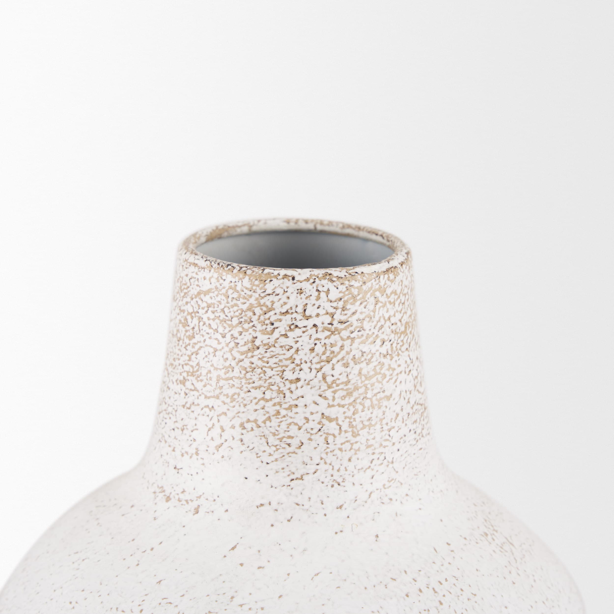 Tisha Large White W/ Terracotta Distressing Metal Vase — product photograph