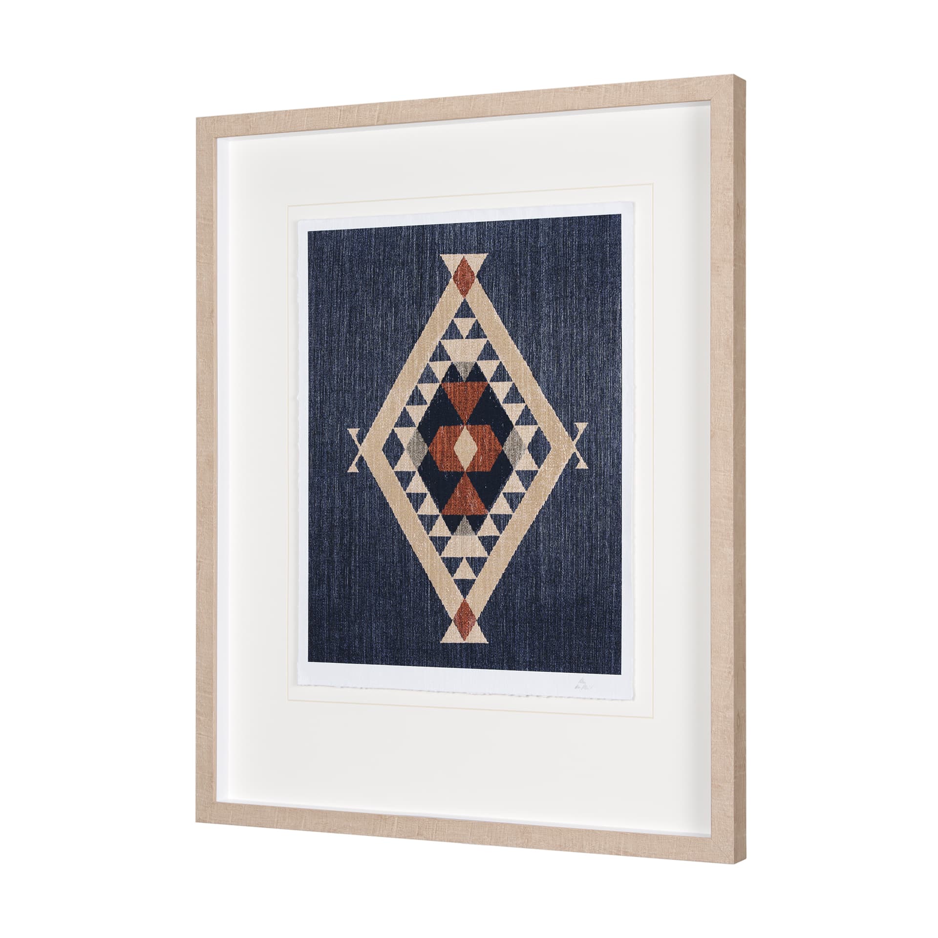 Blue Tapestry II by Mercana Studio a Hand Embelished Textured Framed Art Print Matted under Glass — product photograph