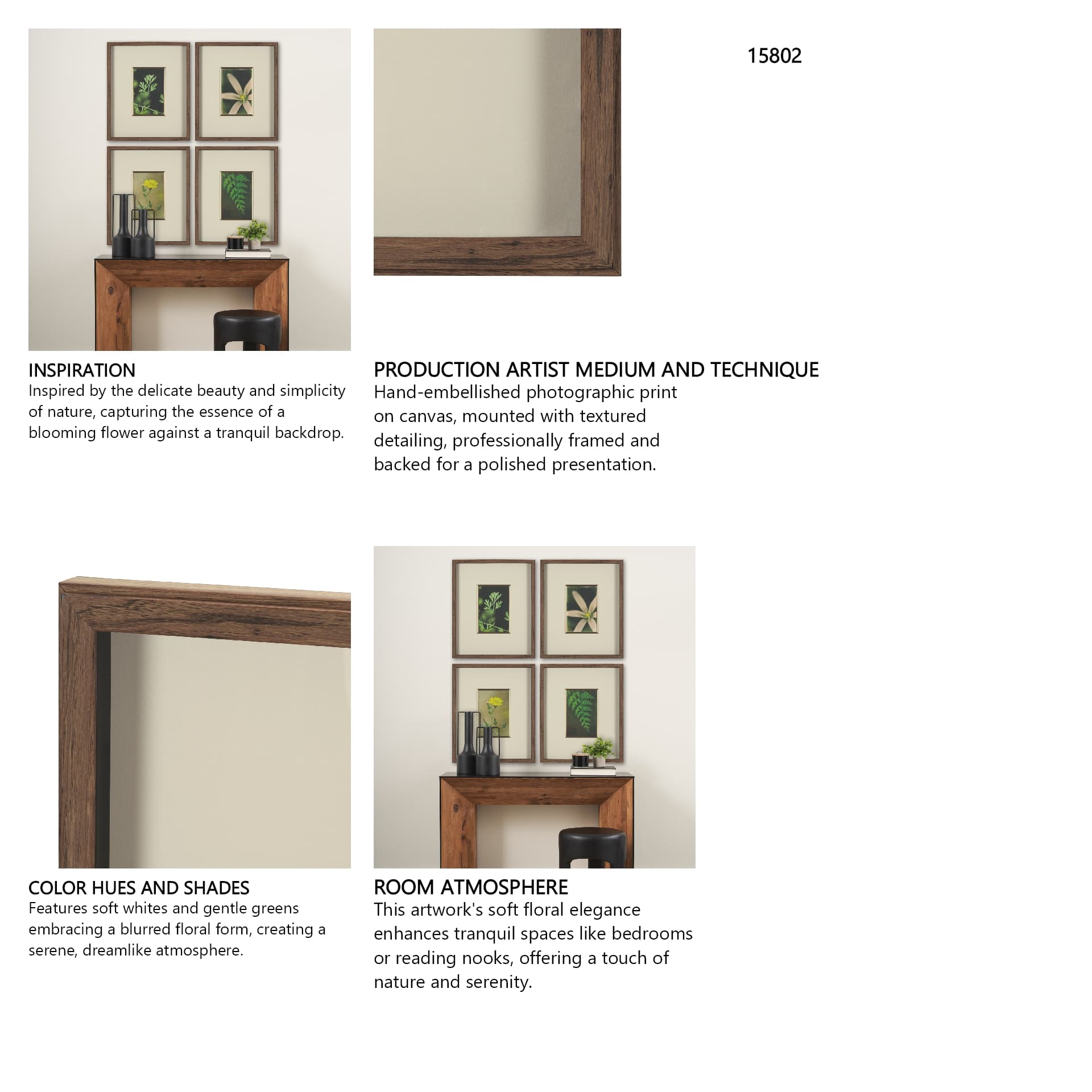 Floral Finesse by Michael Banks a Hand Embellished Framed Photo Art Print Matted under Glass — in a styled room