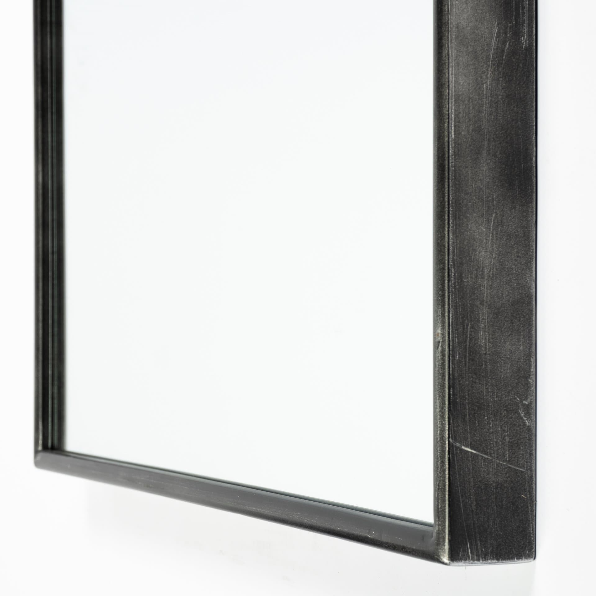 Agatha 28.0L x 2.0W x 70.0H Rounded Arch Black Metal Frame Full Length Mirror — product photograph