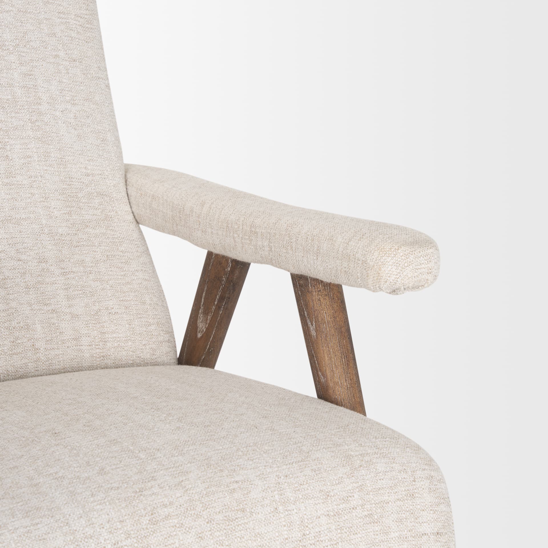 Nico Oatmeal Upholstered w/ Brown Wood Accent Chair — product photograph