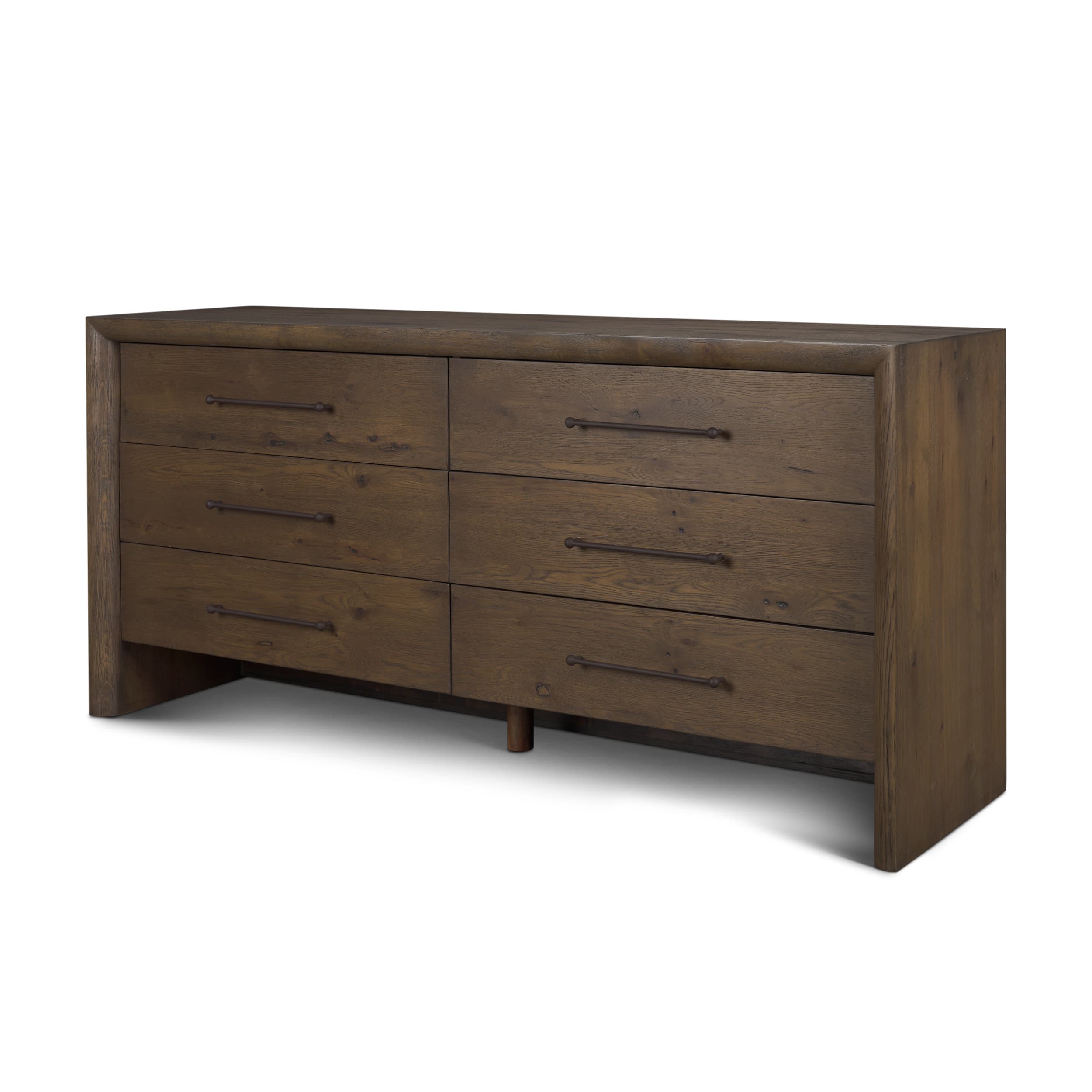 Belford 6-Drawer Dark Brown Oak Wood Dresser — product photograph