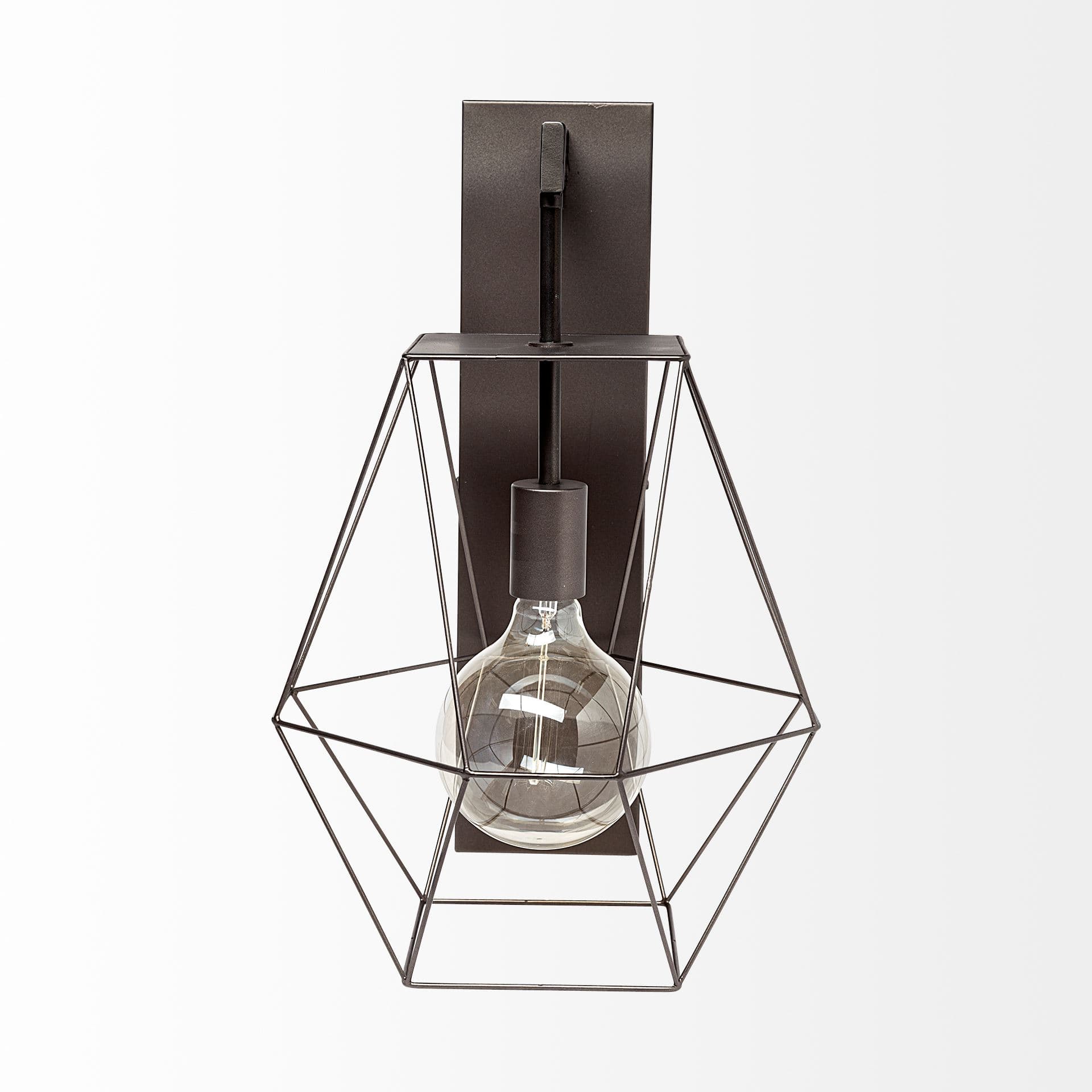 Cordova 12x19 Gray Metal Hanging Bulb Caged Wall Sconce — product photograph